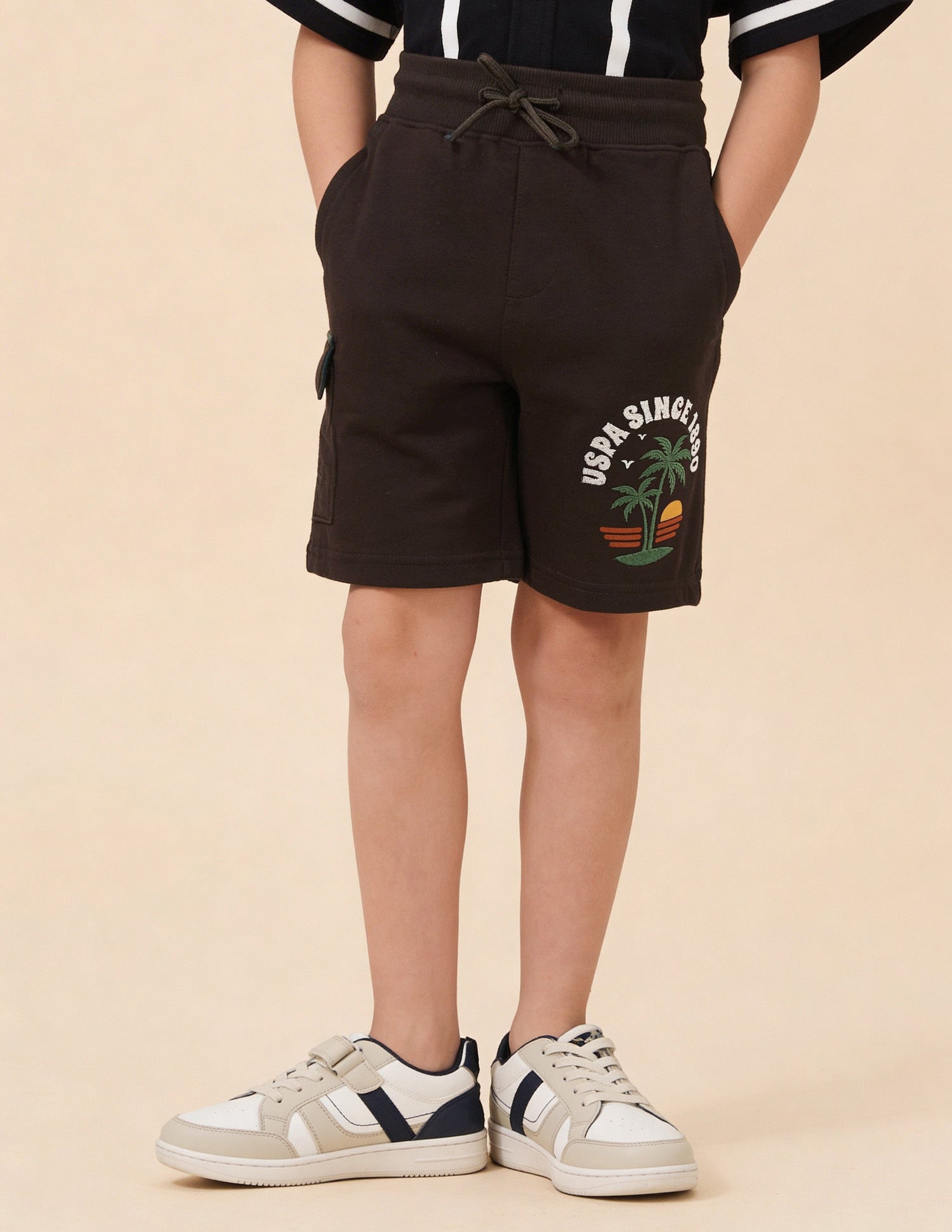 Graphic Brand Embroidered Shorts Dark Brown - U.S. Polo Assn. India | Large