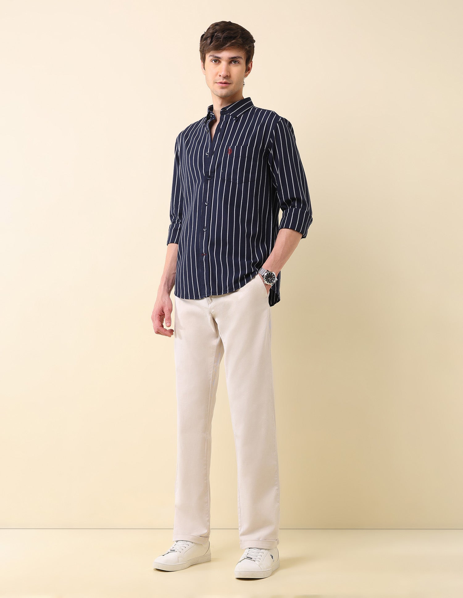 Vertical Striped Oxford Shirt Navy - U.S. Polo Assn. India | Large