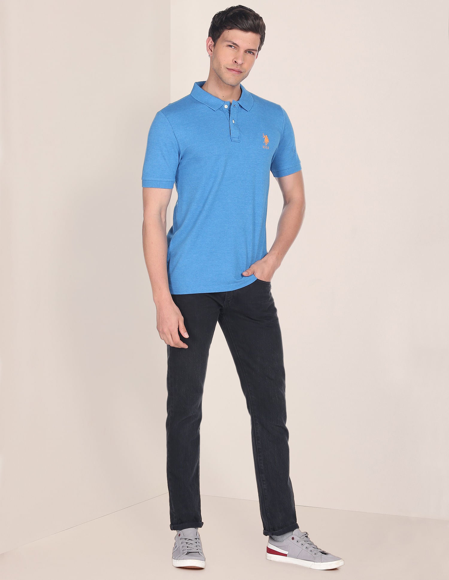 Cotton Bamboo Stretch Polo Shirt Blue - U.S. POLO ASSN. | Large