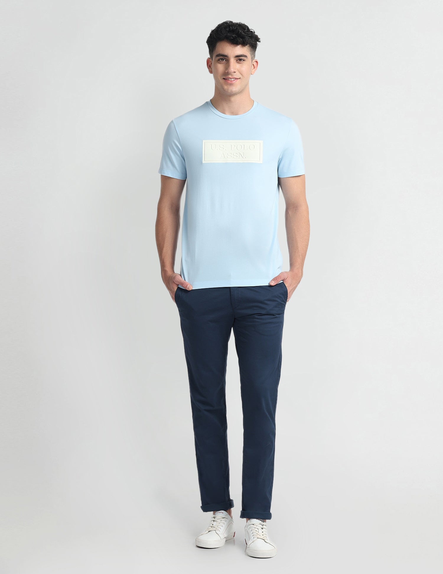 Brand Print Muscle Fit T-Shirt Blue - U.S. Polo Assn. India | Large