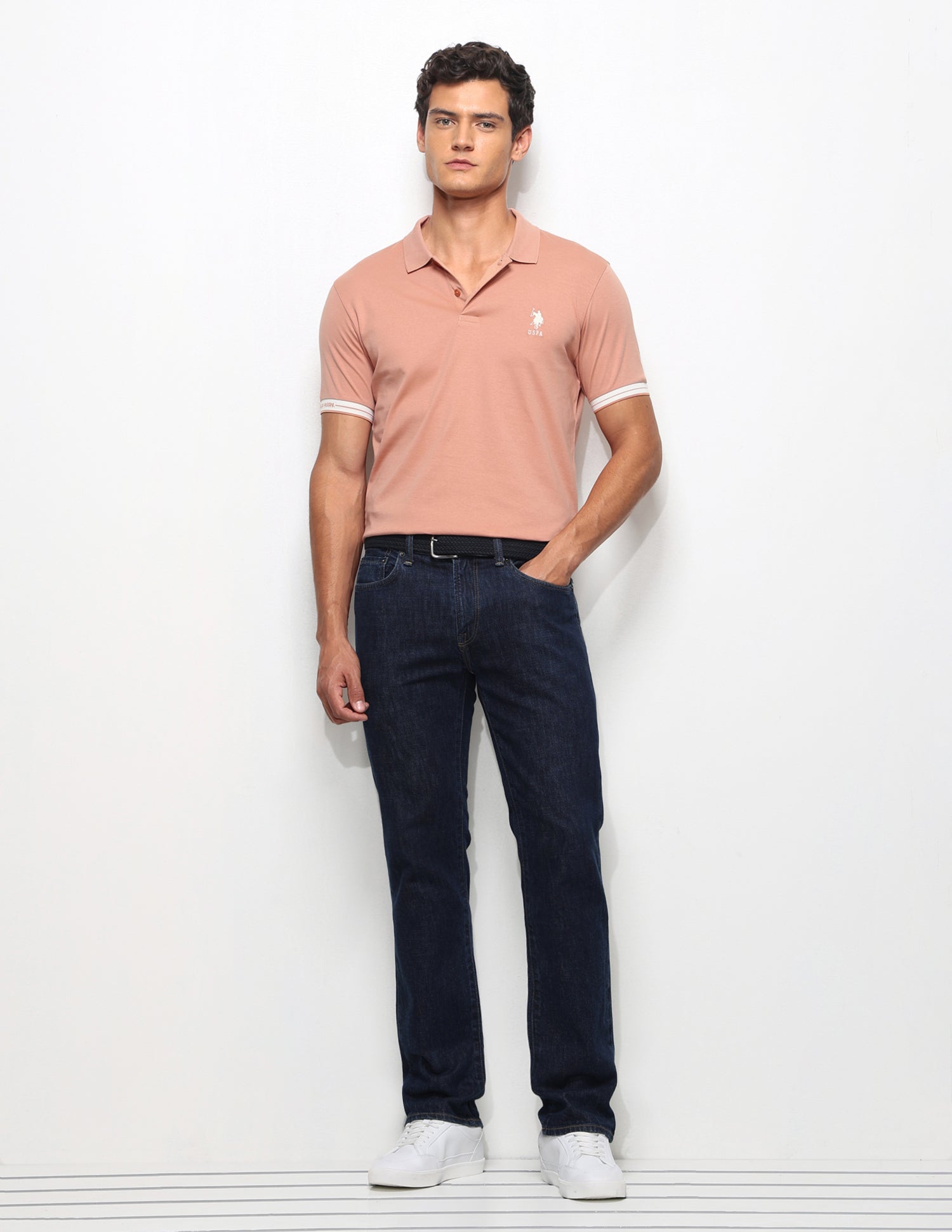 Solid Slim Fit Polo Shirt Pink - U.S. Polo Assn. India | Large