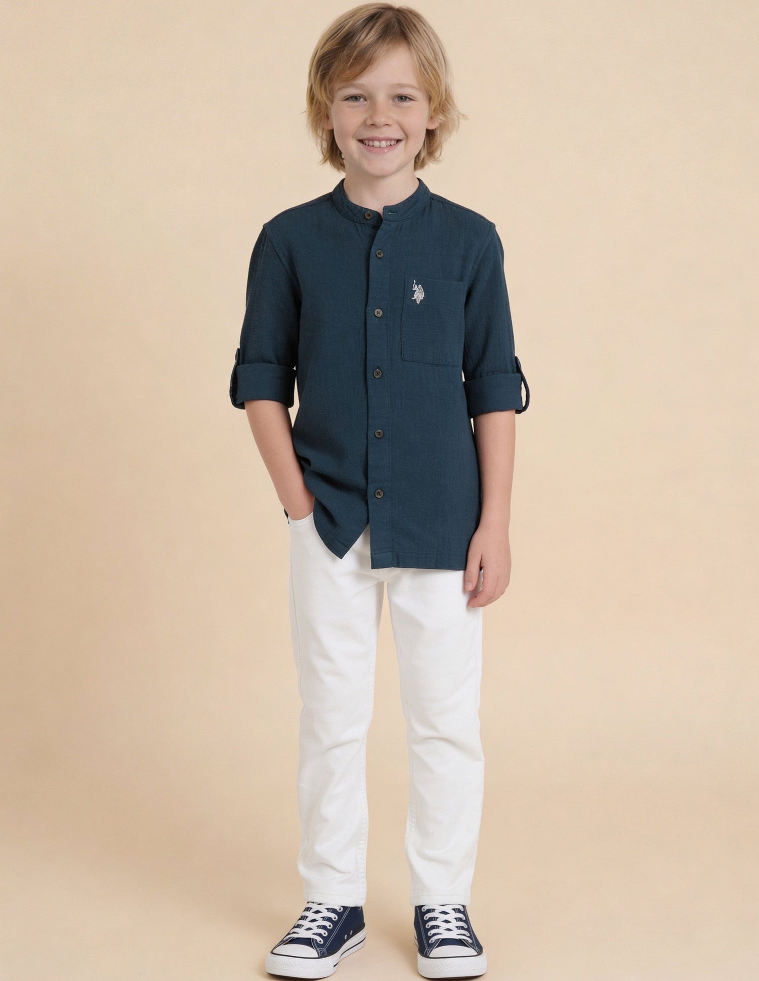 Solid Regular Fit Shirt Blue - U.S. Polo Assn. India | Large