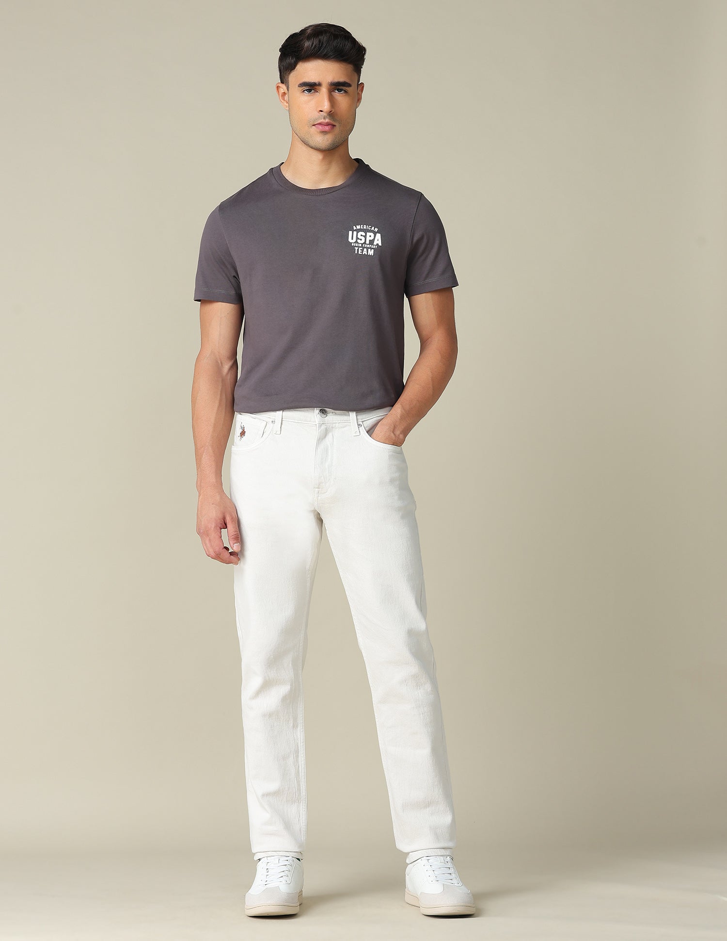 Harold Slim Straight Fit Mid Rise Jeans White - U.S. POLO ASSN. | Large
