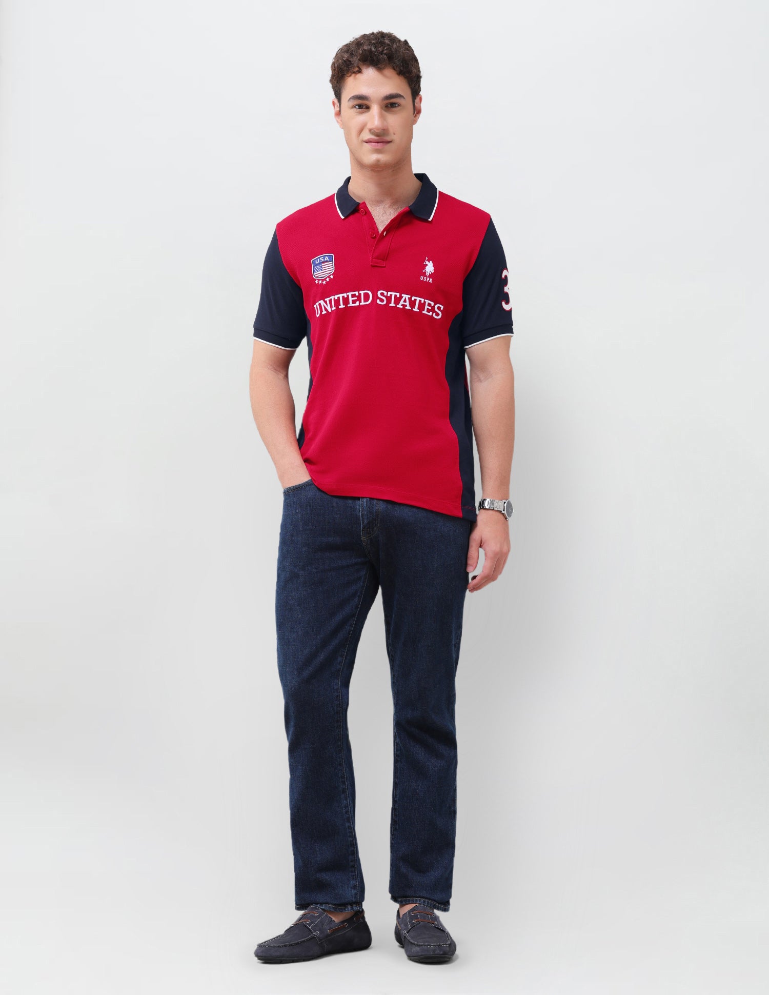 Colourblocked Slim Fit Polo Shirt Red - U.S. Polo Assn. India | Large