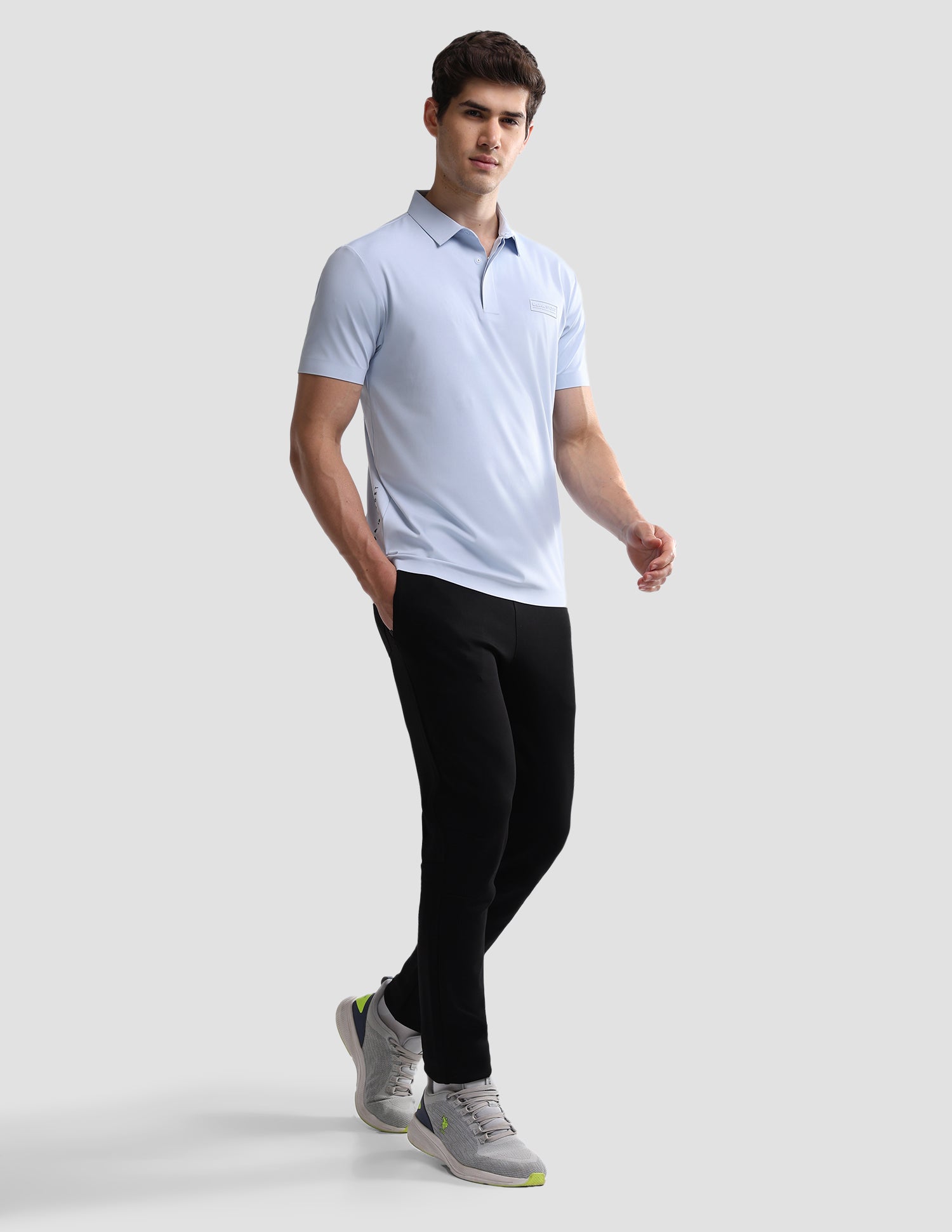 Solid Slim Fit Active Polo Shirt Light Blue - U.S. Polo Assn. India | Large