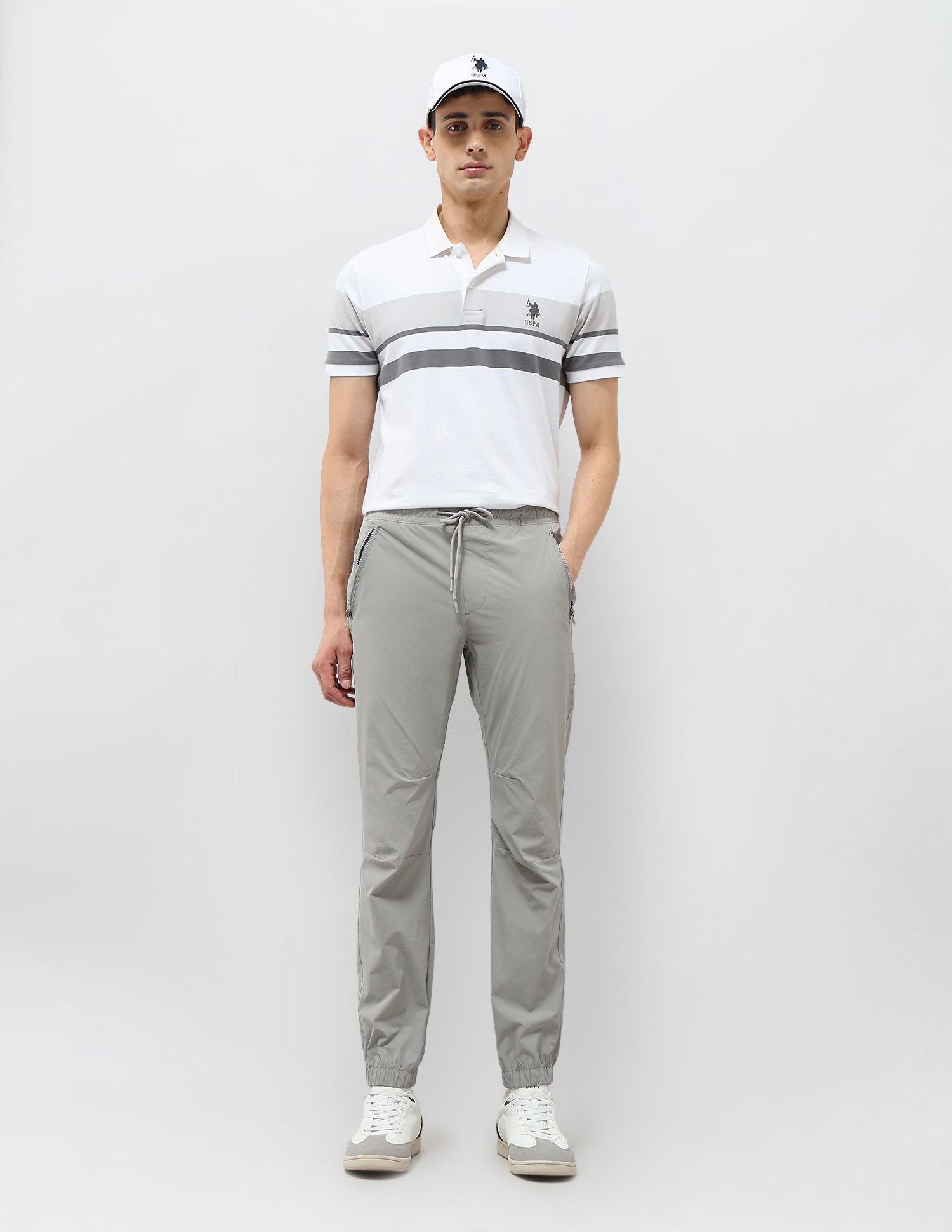 Straight Fit Mid Rise Joggers Grey - U.S. Polo Assn. India | Large