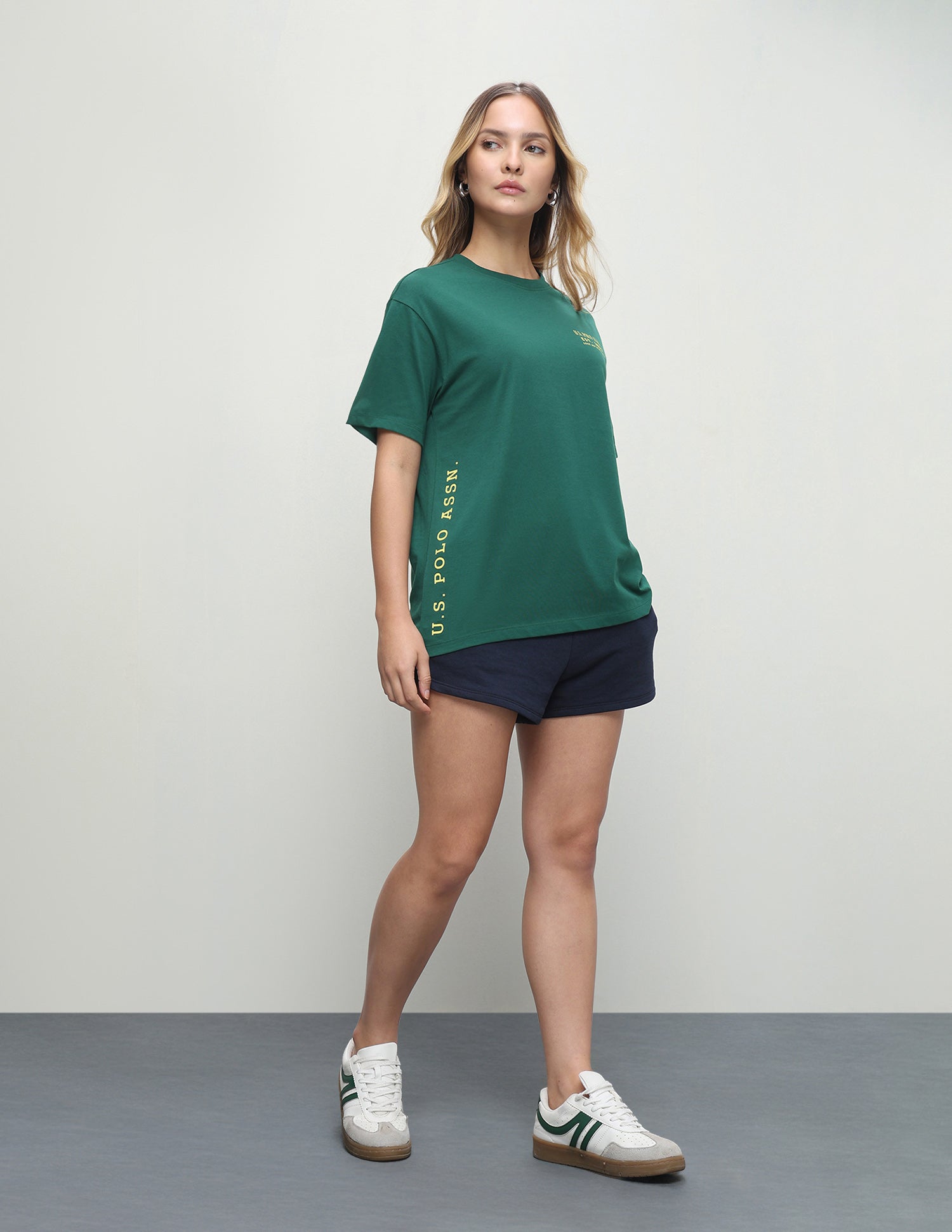 Brand Printed Boyfriend Fit T-Shirt Dark Green - U.S. Polo Assn. India | Large