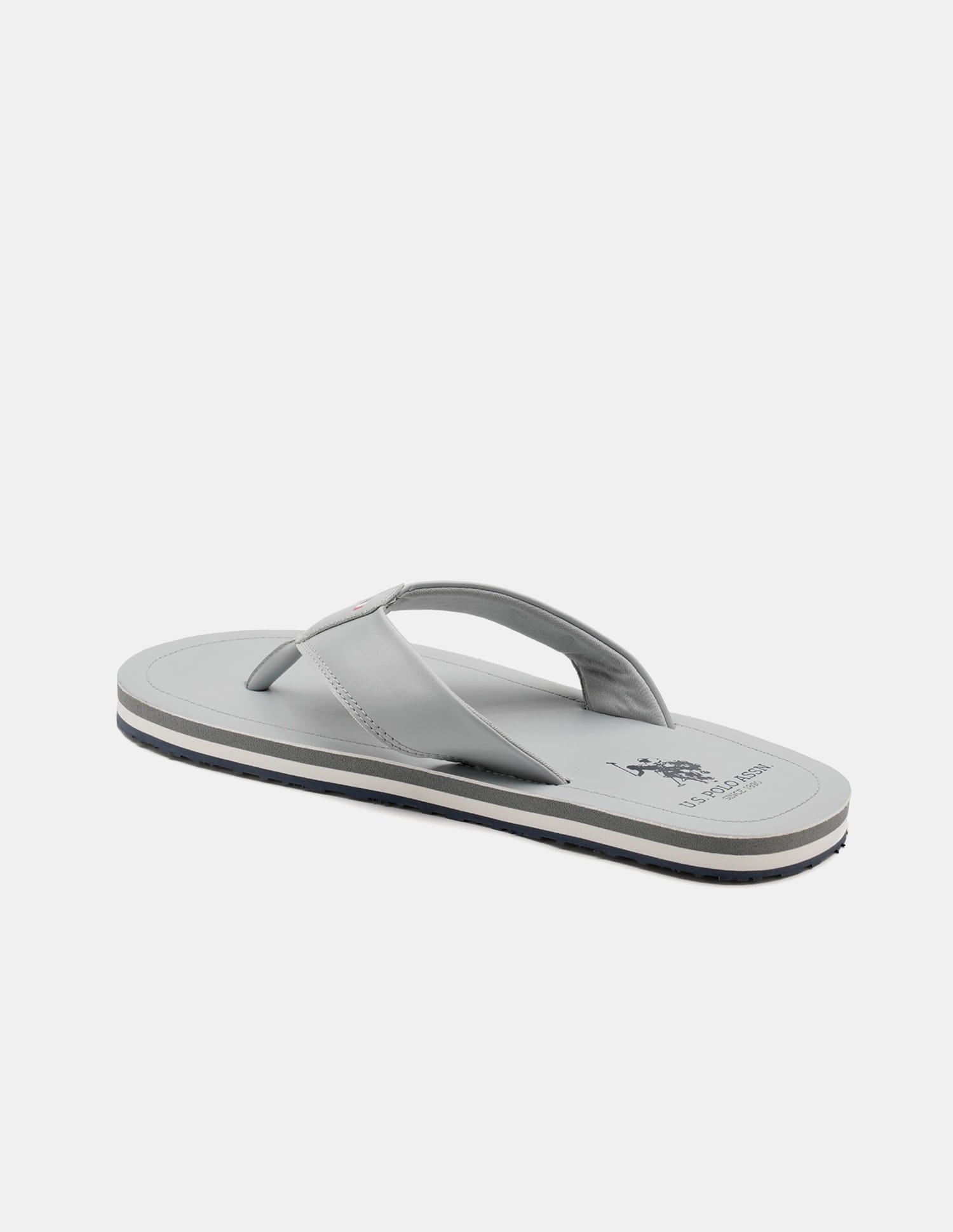Men Nesta Striped Flip Flops Light Grey - U.S. Polo Assn. India | Large
