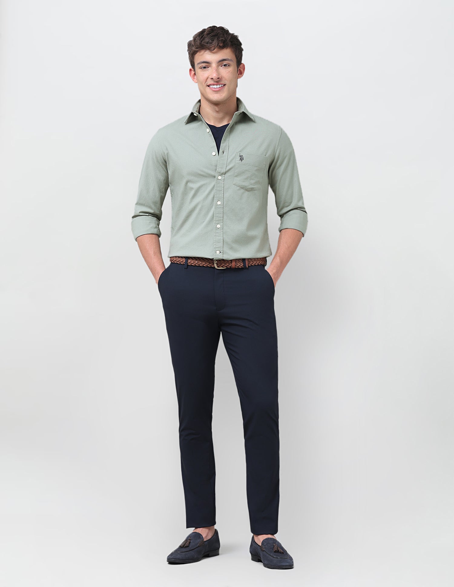 Tailored Fit Oxford Shirt Green - U.S. Polo Assn. India | Large