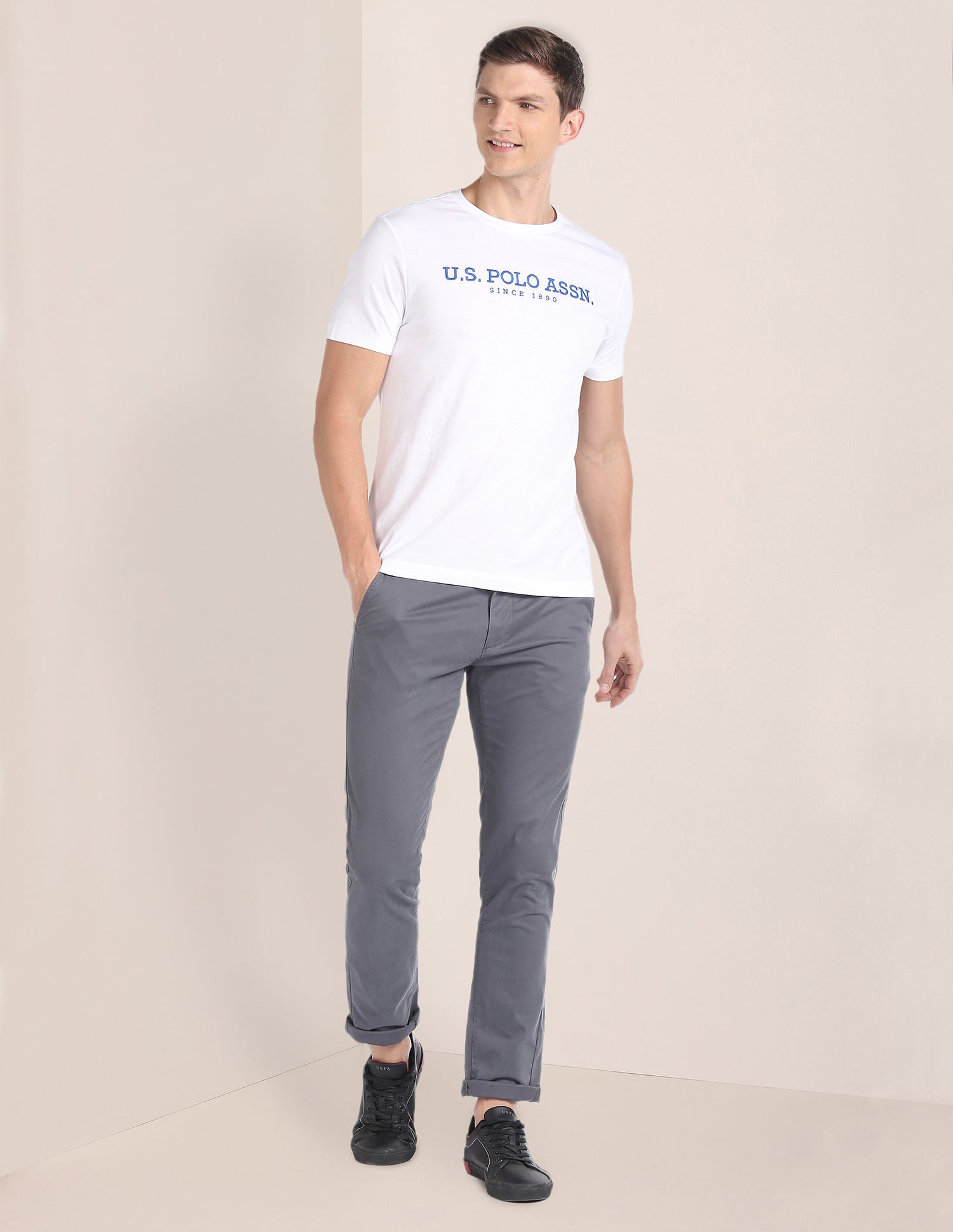 Crew Neck Brand Embroidered T-Shirt White - U.S. POLO ASSN. | Large