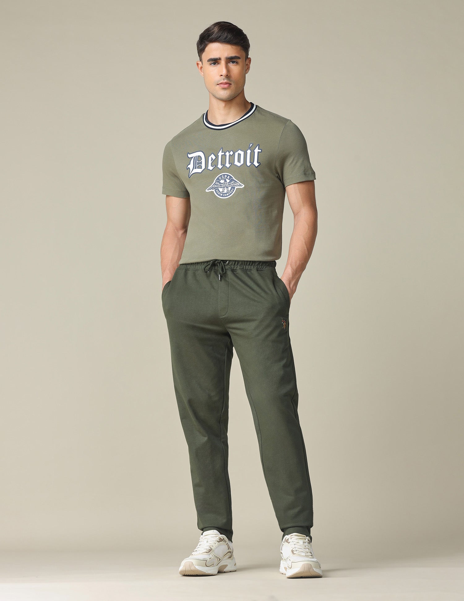 Solid Regular Fit Track Pants Olive - U.S. POLO ASSN. | Large