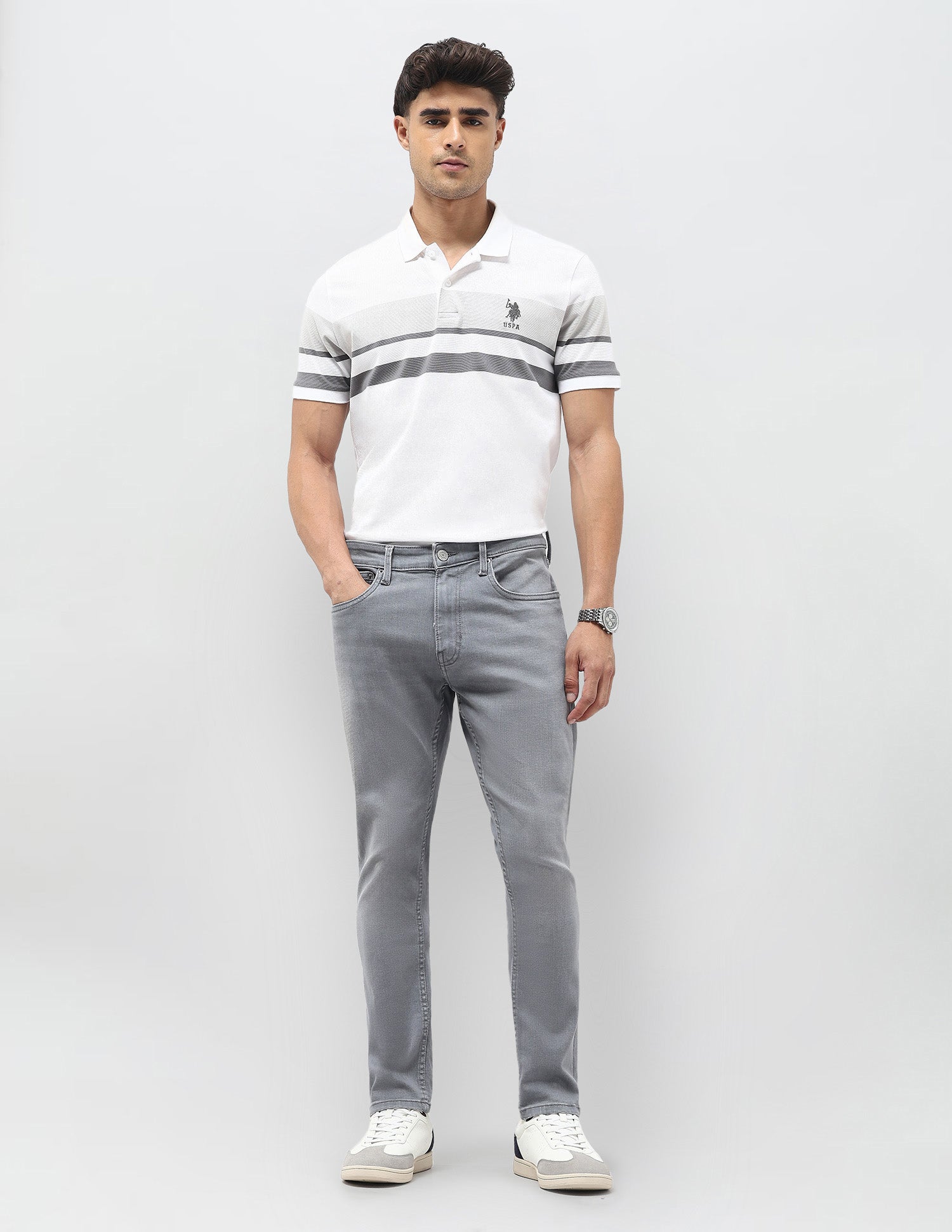 Henry Tapered Fit Grey Jeans Mid Grey Wash - U.S. POLO ASSN. | Large