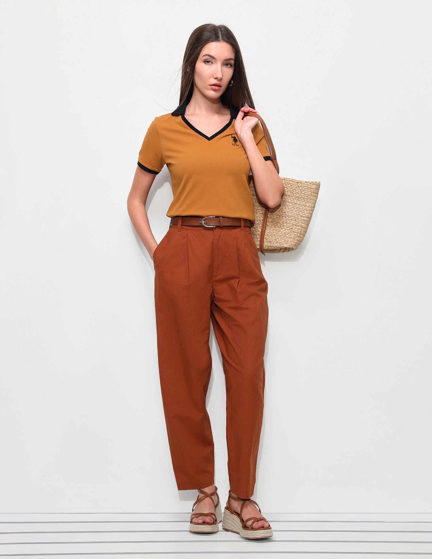 Solid Regular Fit Polo Shirt Orange - U.S. Polo Assn. India | Large