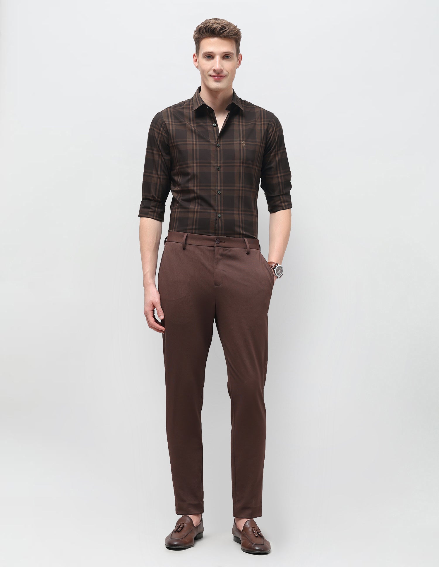 Plaid Checked Regular Fit Shirt Brown - U.S. Polo Assn. India | Large