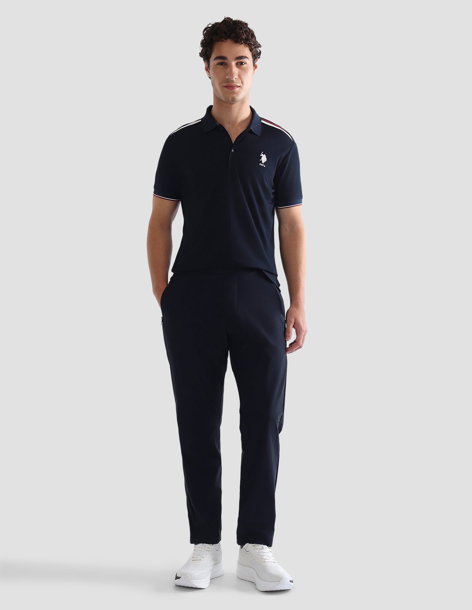 Solid Slim Fit Active Polo Shirt Navy - U.S. Polo Assn. India | Large