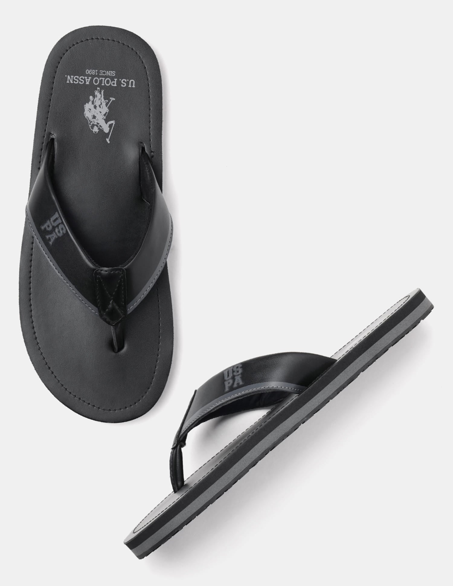 Men V-Strap Jane Flip Flops Black - U.S. Polo Assn. India | Large