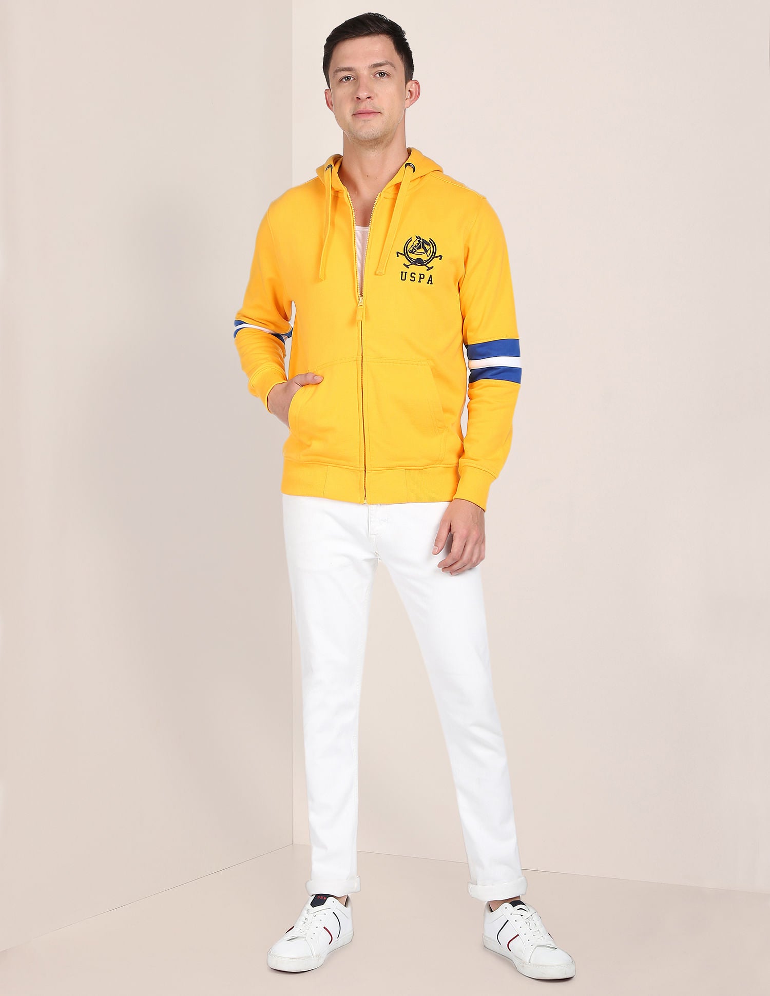 Cotton Colour Block Sweatshirt Chrome Yellow - U.S. POLO ASSN. | Large