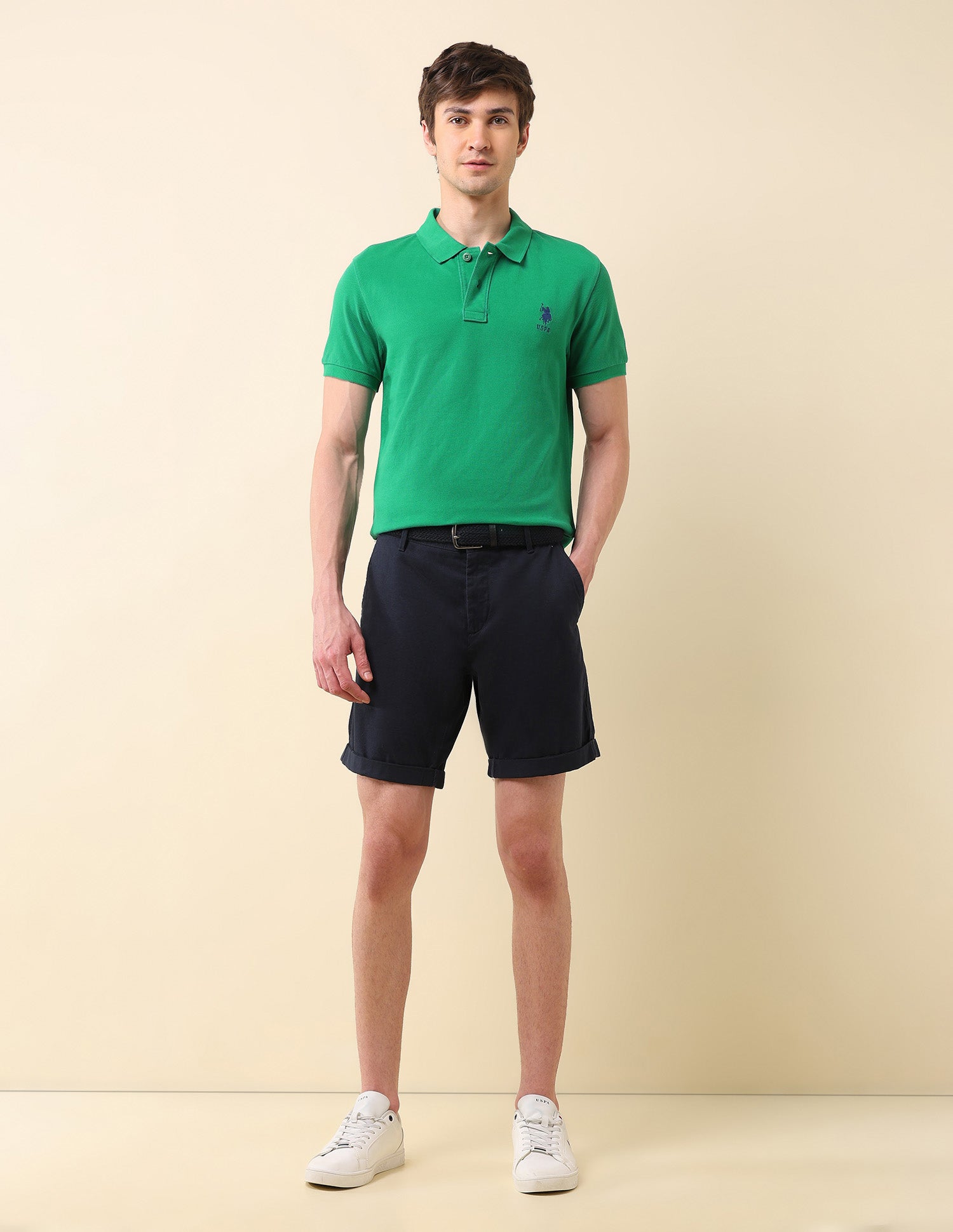 Solid Slim Fit Classic Polo Shirt Medium Green - U.S. Polo Assn. India | Large