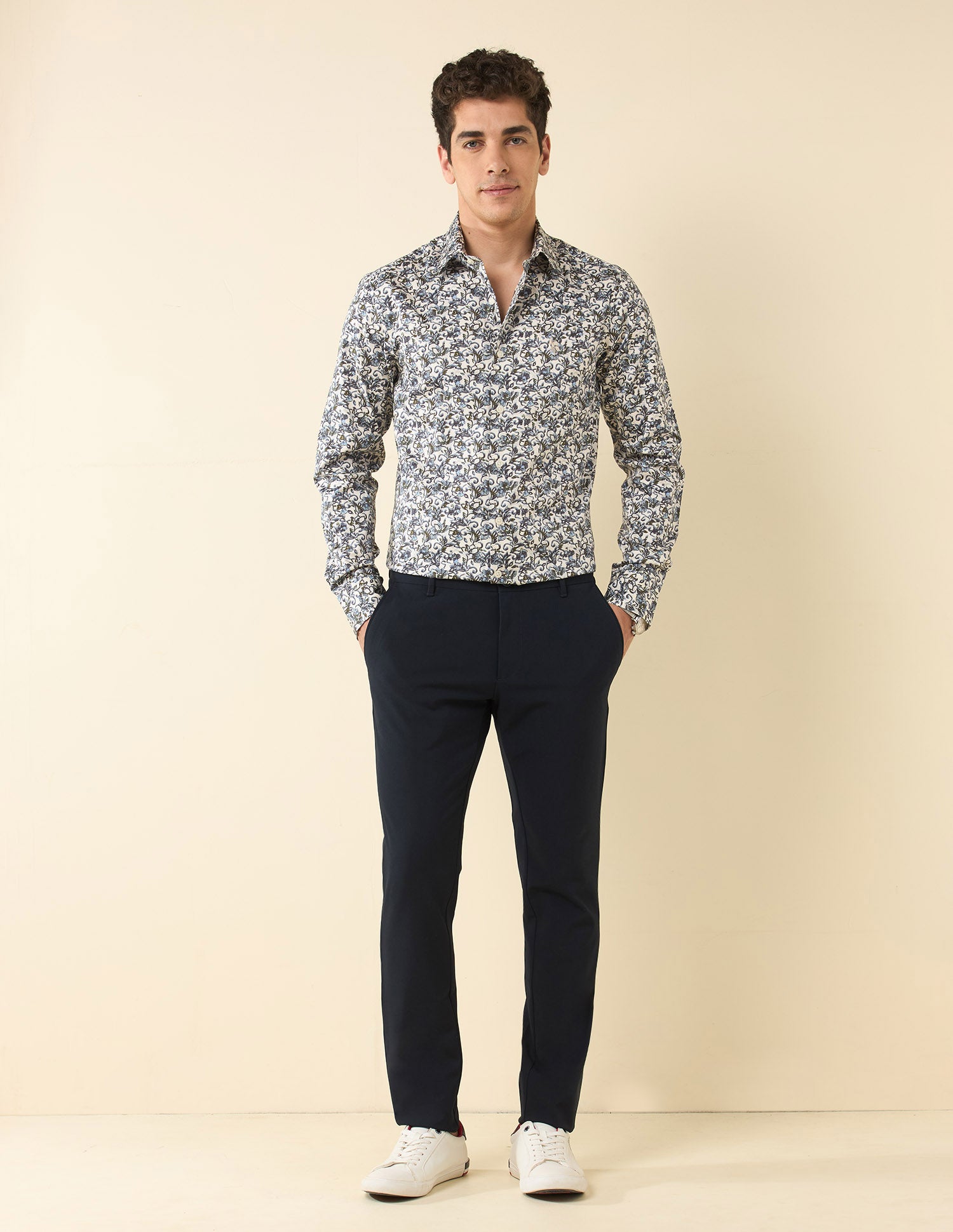 Floral Printed Satin Shirt Ivory - U.S. Polo Assn. India | Large