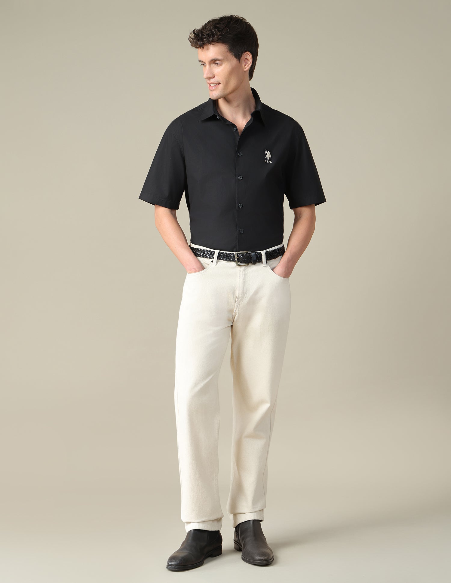 Graphic Brand Embroidered Twill Shirt Dark Grey - U.S. Polo Assn. India | Large