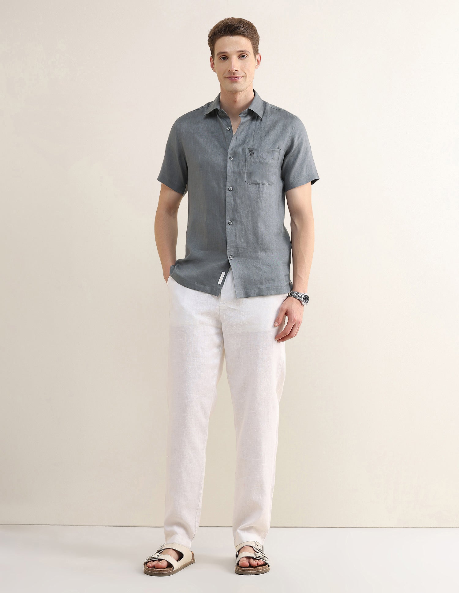 Solid Regular Fit Shirt Dark Grey - U.S. Polo Assn. India | Large