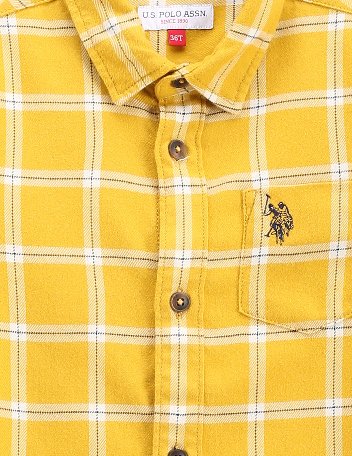 Boys Tartan Check Shirt Dark Yellow - U.S. POLO ASSN. | Large