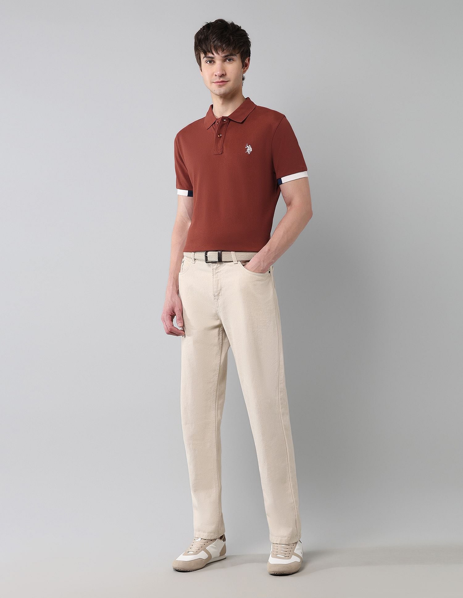 Pure Cotton Muscle Fit Polo Shirt Rust - U.S. Polo Assn. India | Large