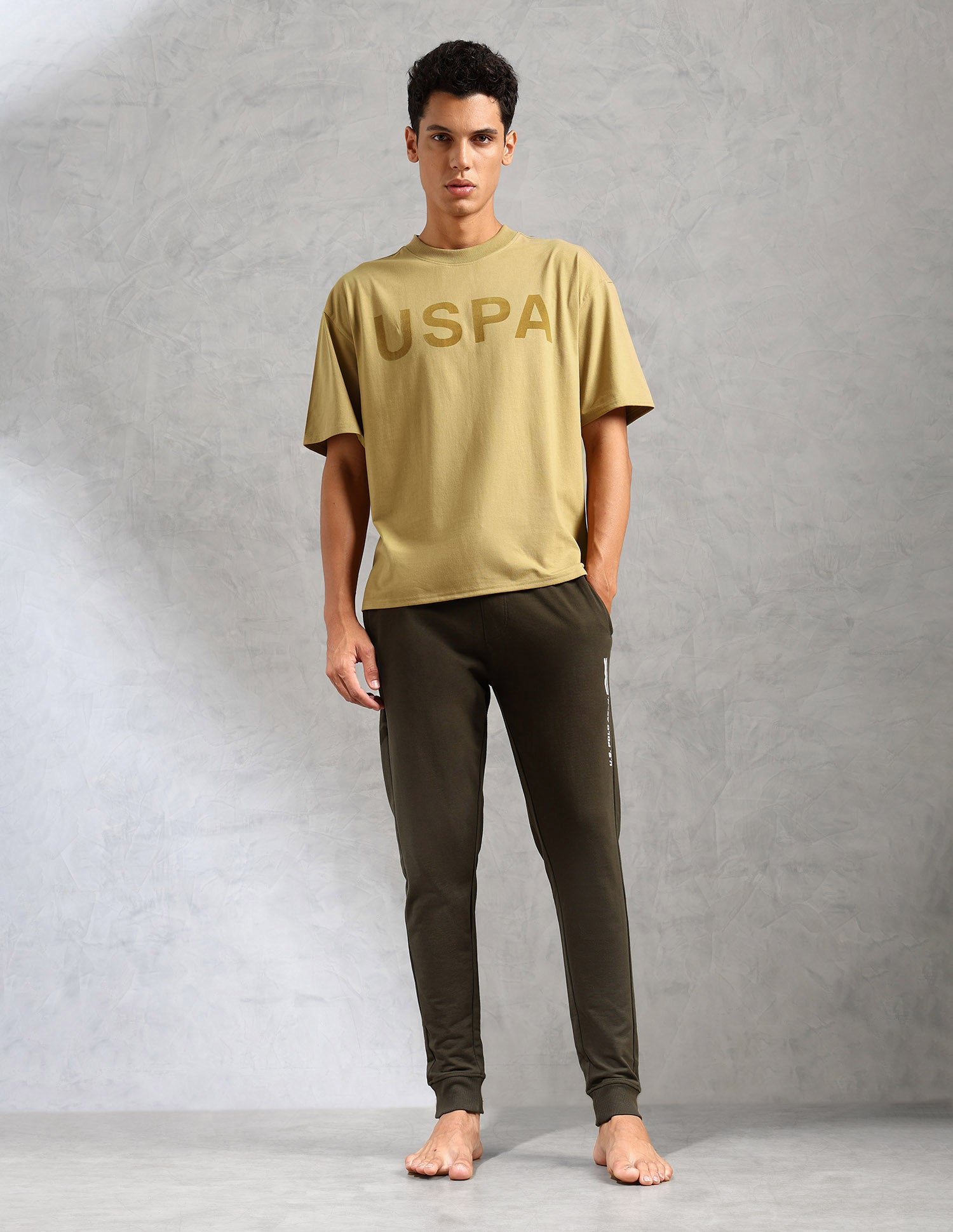 Brand Printed Comfort Fit OEE09 Lounge T-Shirt - Pack Of 1 Prairie Sand - U.S. POLO ASSN. | Large