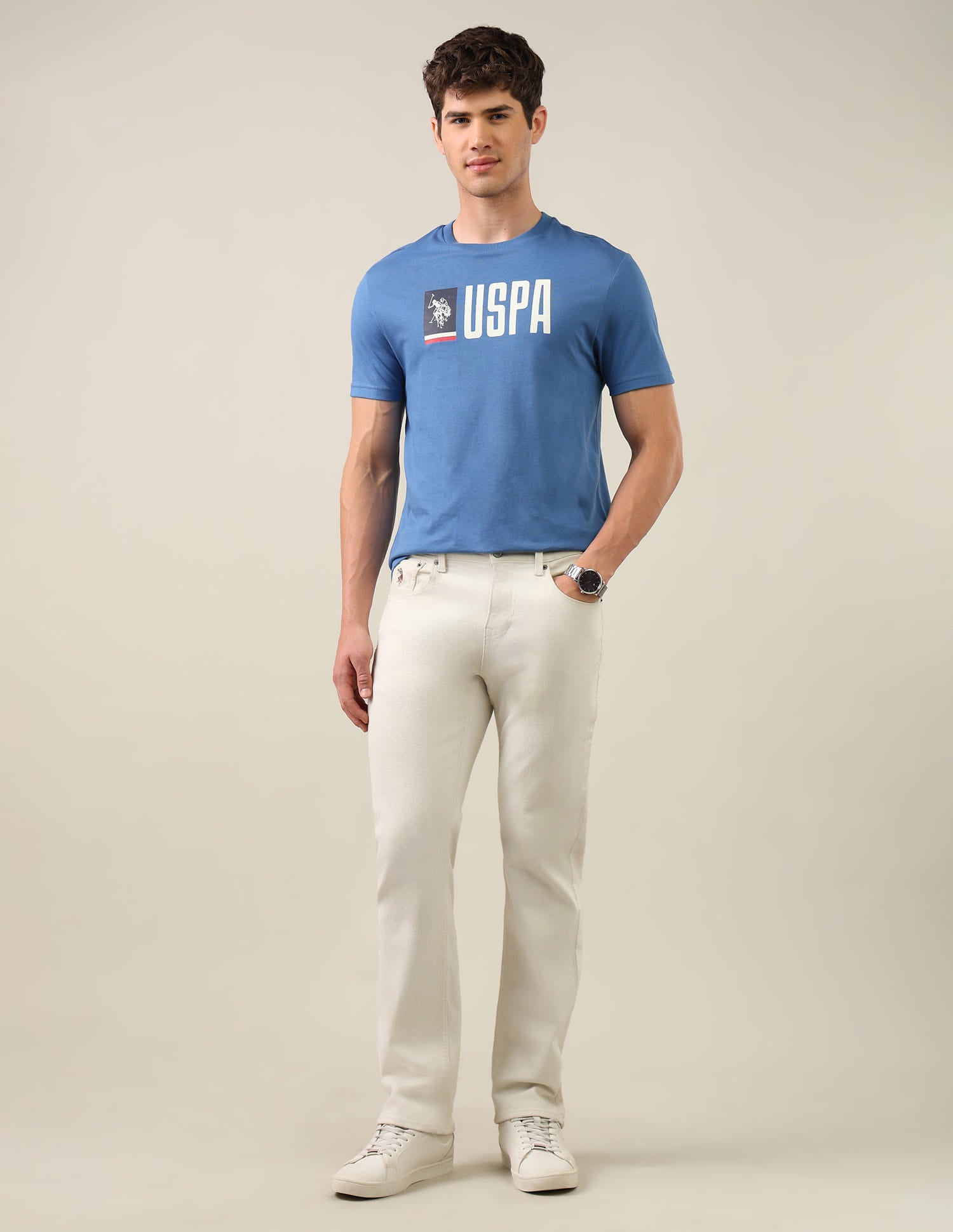 Brand Printed Regular Fit T-Shirt Blue - U.S. Polo Assn. India | Large