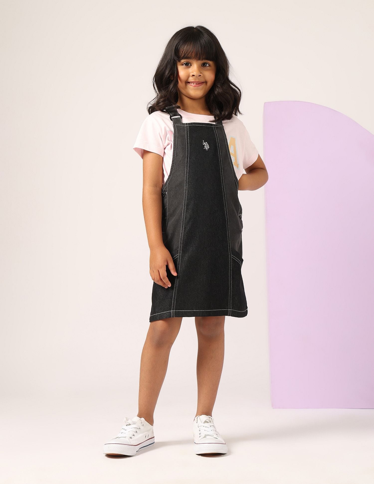 Girls Washed Dungree Dress Black - U.S. POLO ASSN. | Large