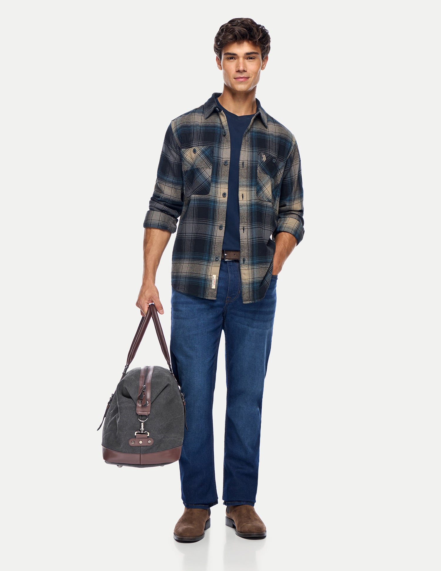 Checked Regular Fit Shacket Navy - U.S. Polo Assn. India | Large