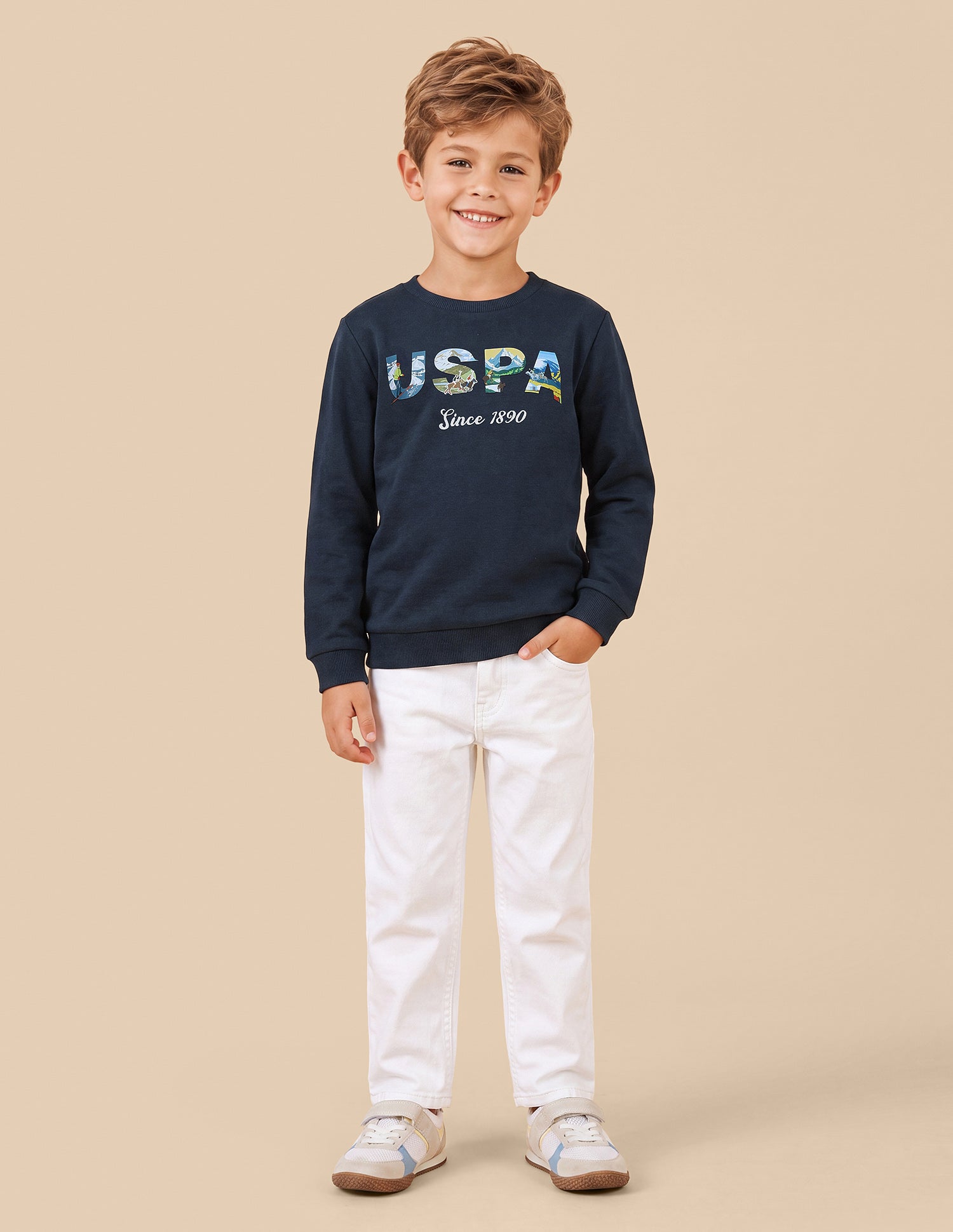 Graphic Brand Printed Regular Fit Sweatshirt Navy - U.S. Polo Assn. India | Large