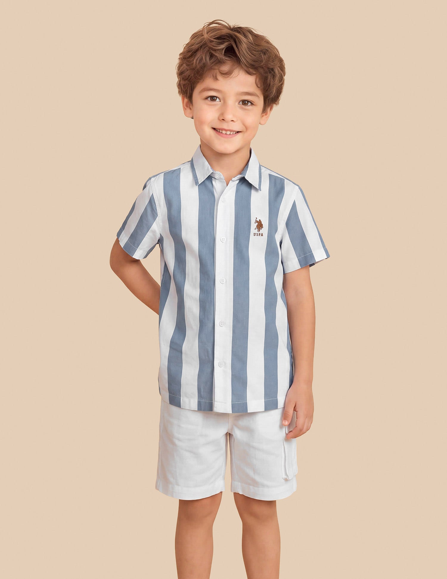 Vertical Striped Regular Fit Shirt Light Blue - U.S. Polo Assn. India | Large