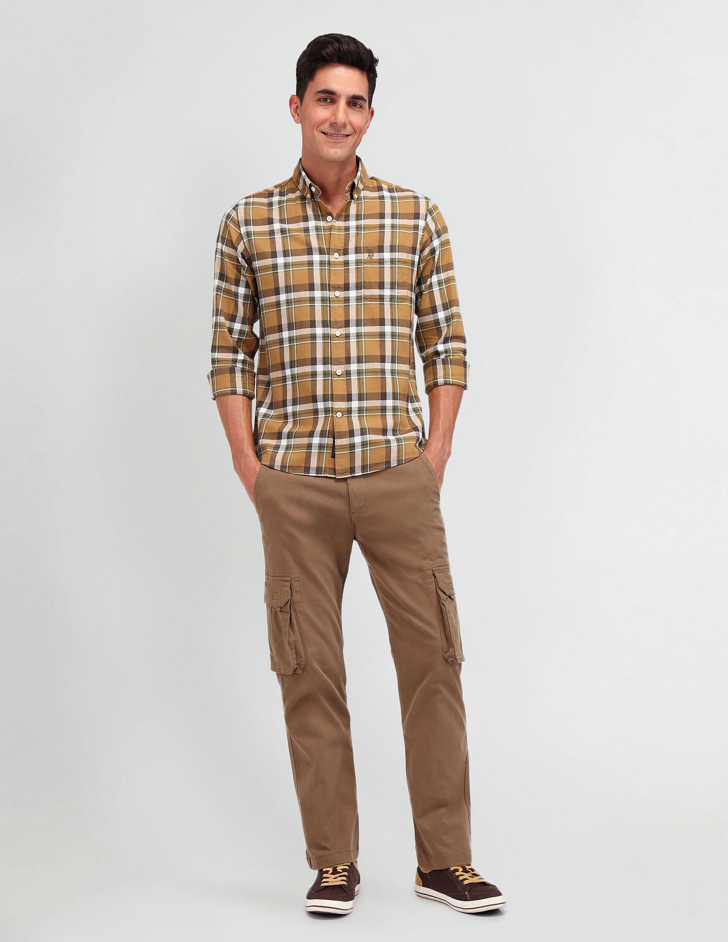 Slim Fit Twill Shirt Mustard - U.S. Polo Assn. India | Large