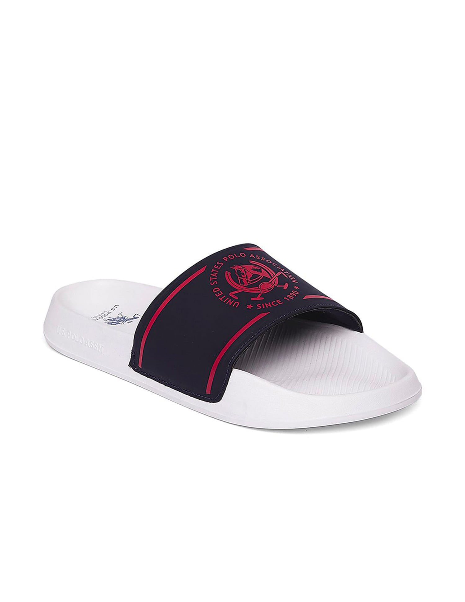Men Brand Print Zane 4.0 Slides Blue - U.S. Polo Assn. India | Large
