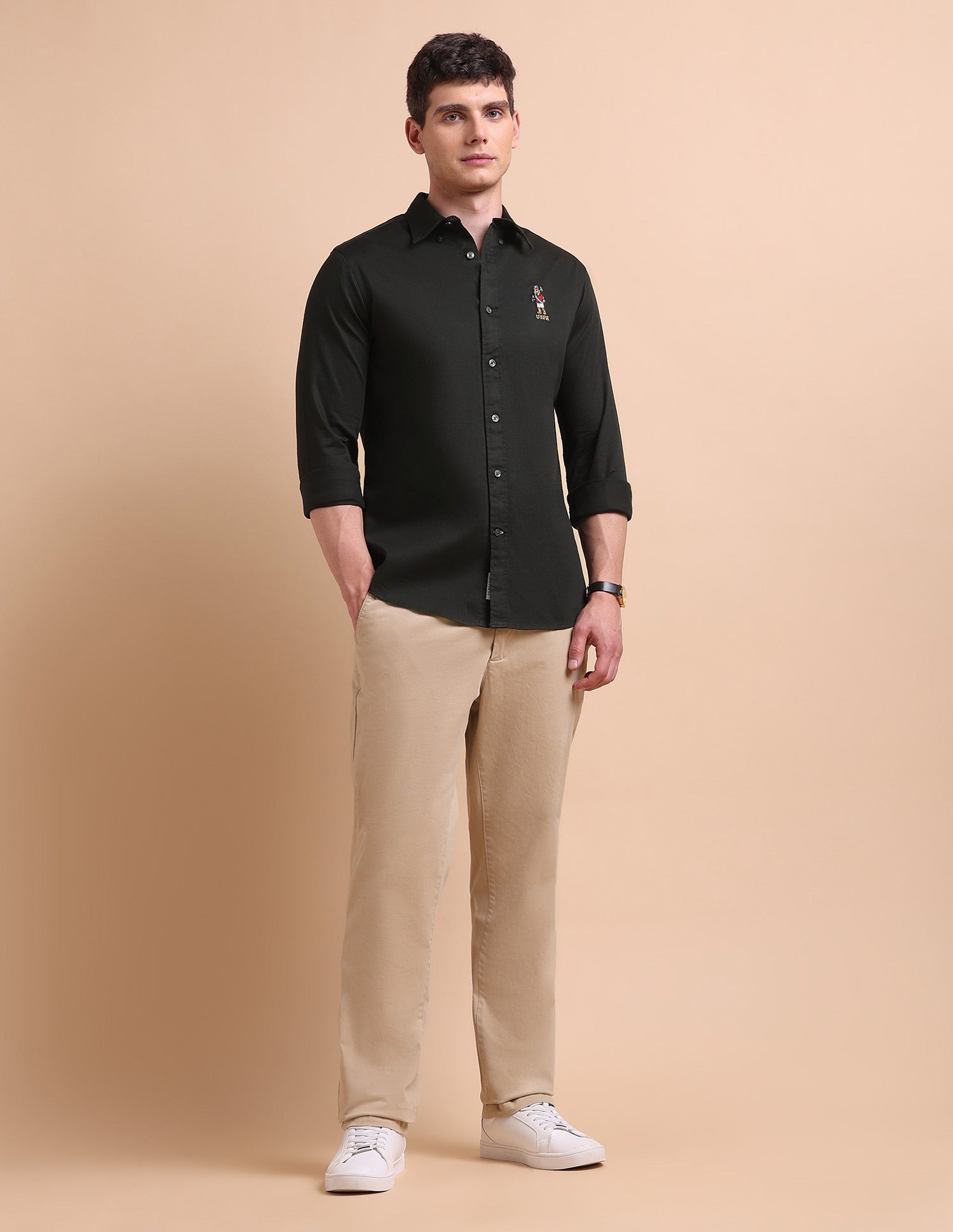 Tailored Fit Button Down Shirt Dark Green - U.S. POLO ASSN. | Large