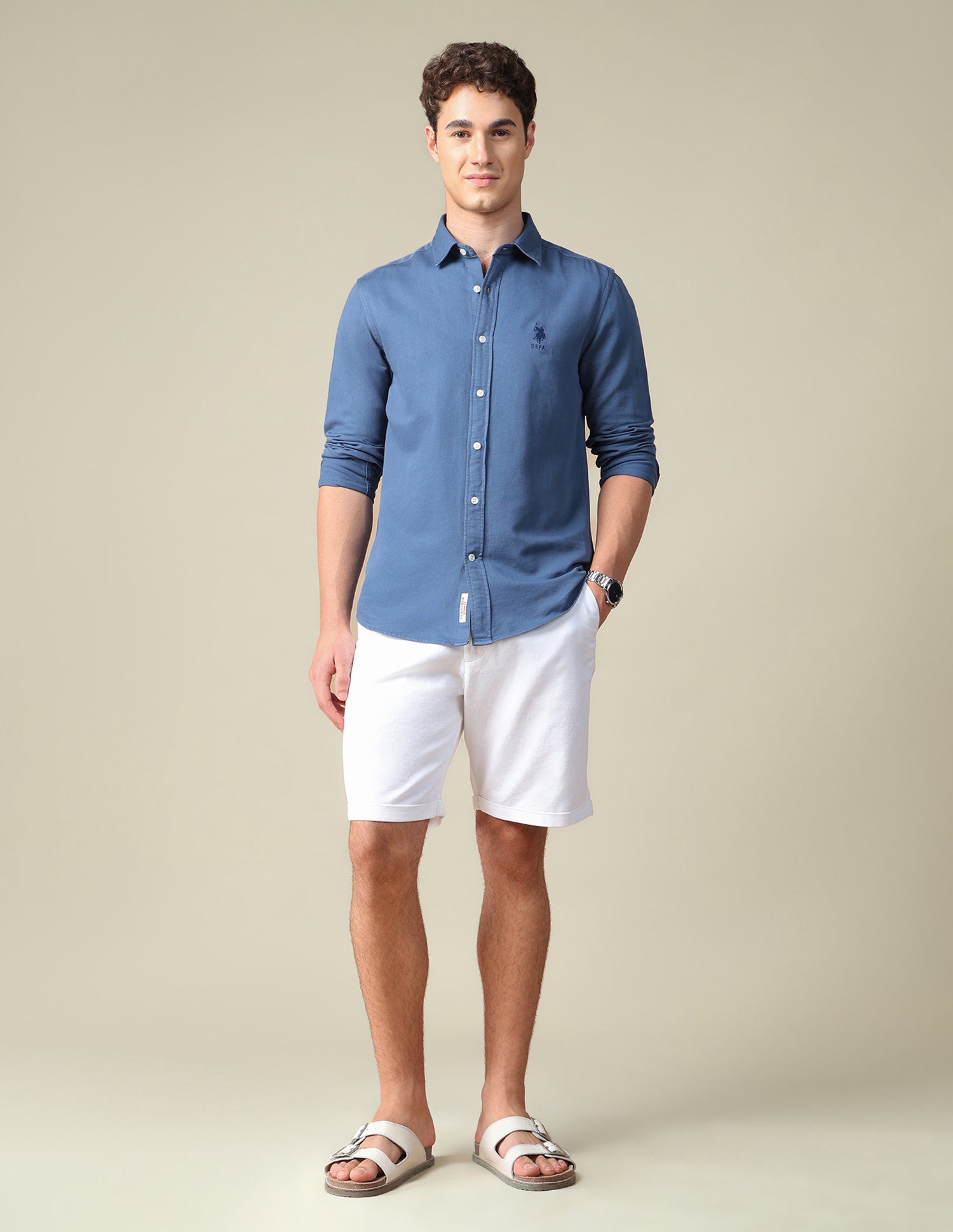Solid Regular Fit Shirt Blue - U.S. Polo Assn. India | Large