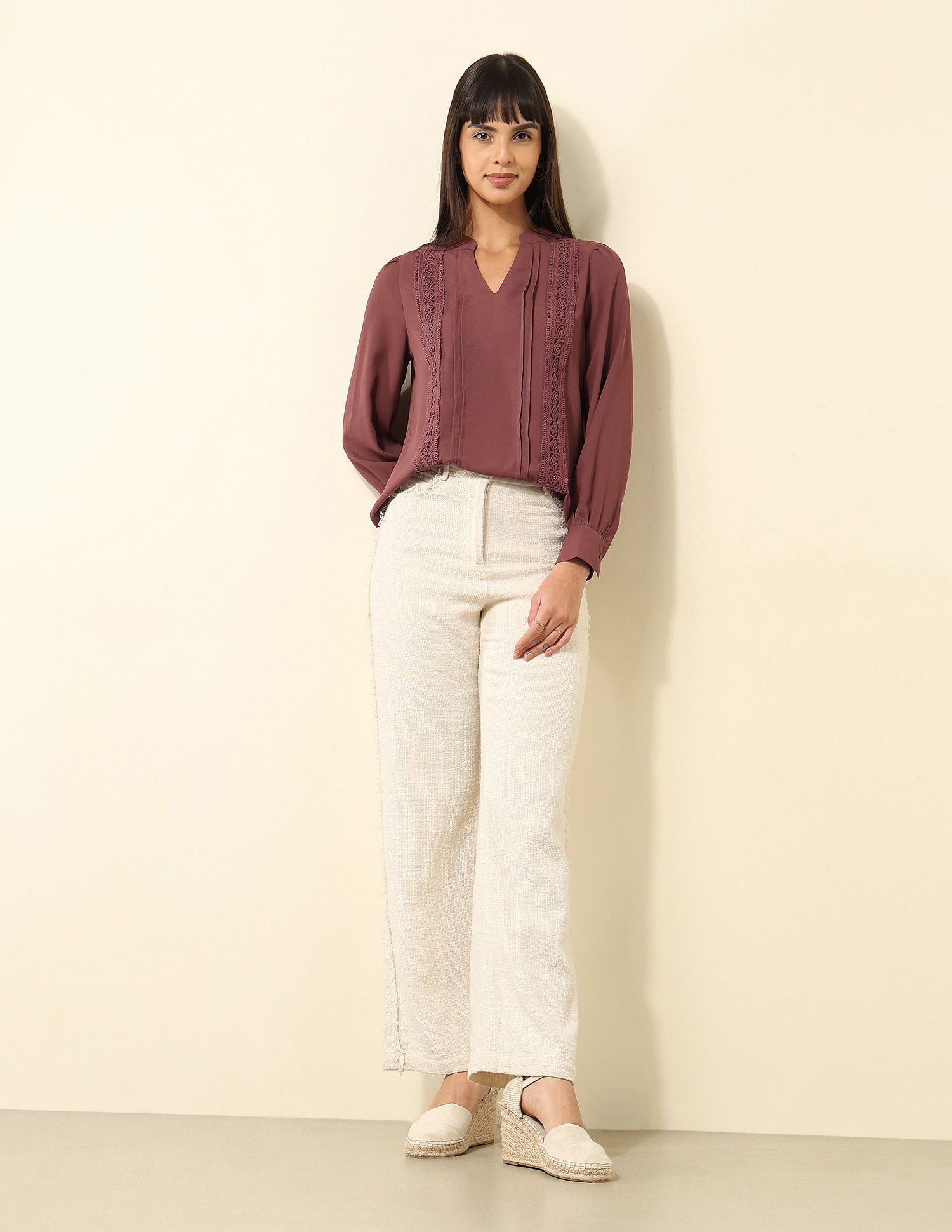 Lace Detailed Top Maroon - U.S. Polo Assn. India | Large