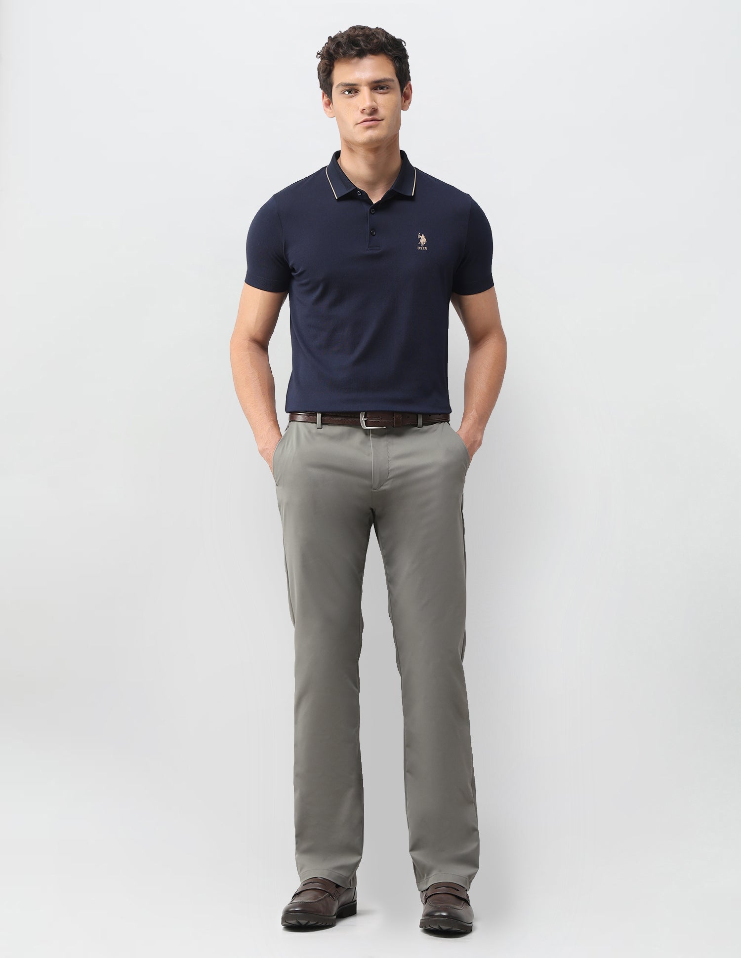 Mid Rise Riley Straight Fit Trousers Green - U.S. Polo Assn. India | Large