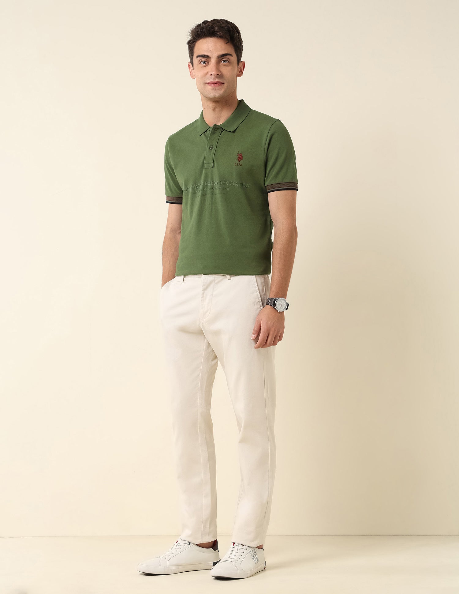 Brand Printed Slim Fit Polo Shirt Dark Green - U.S. POLO ASSN. | Large