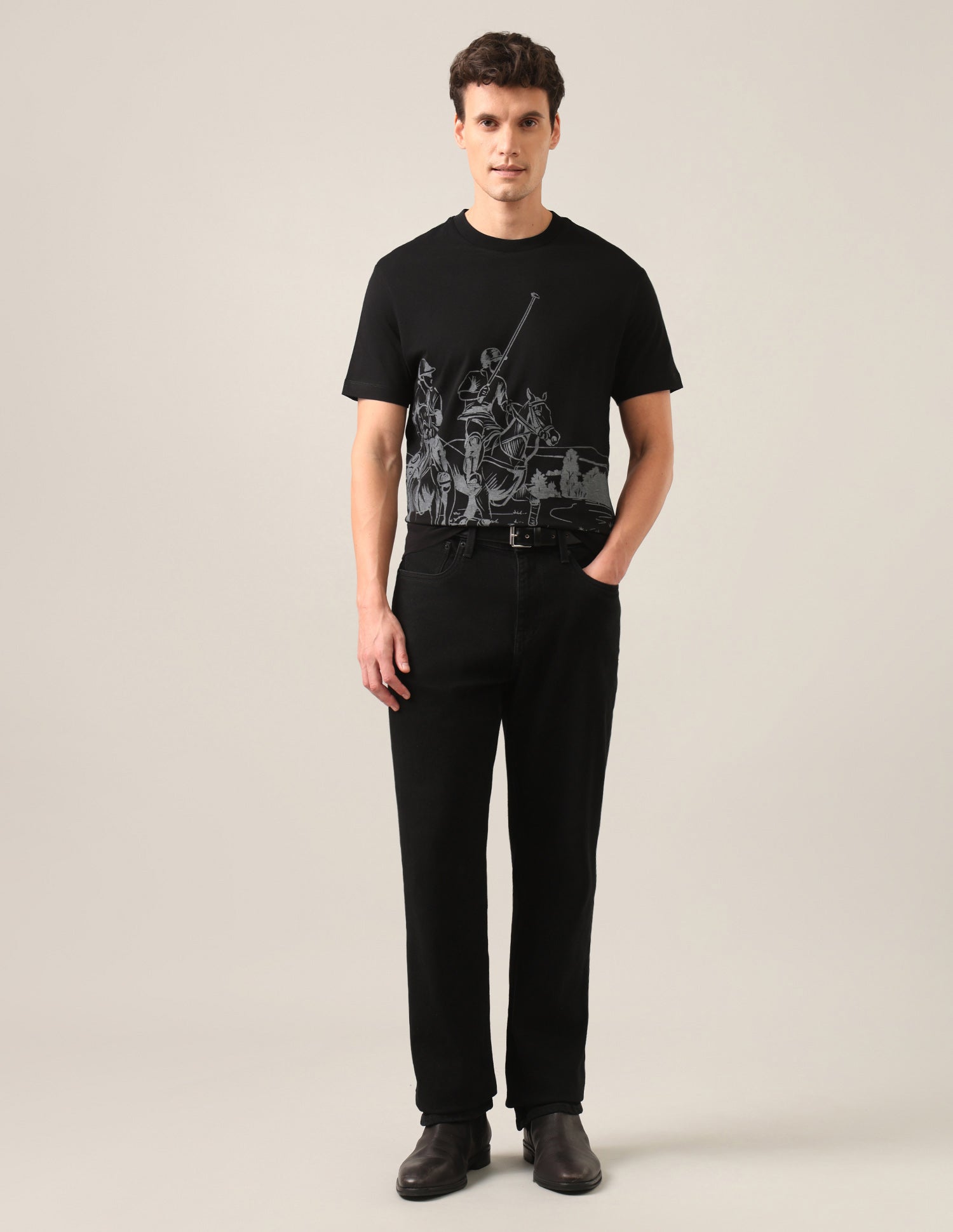 Graphic Brand Printed Regular Fit T-Shirt Black - U.S. Polo Assn. India | Large