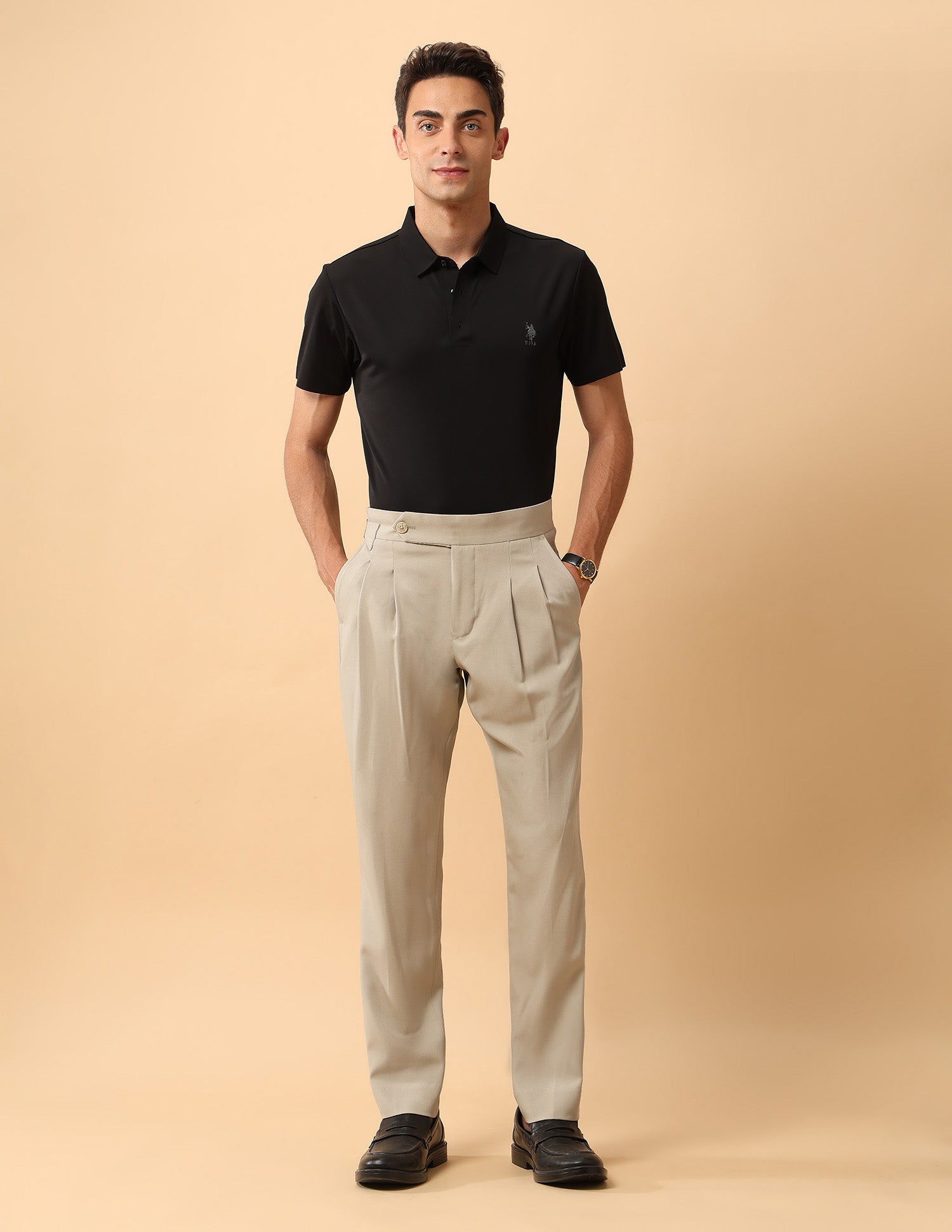 Pacho X Slim Fit Solid Polo Shirt Black - U.S. Polo Assn. India | Large