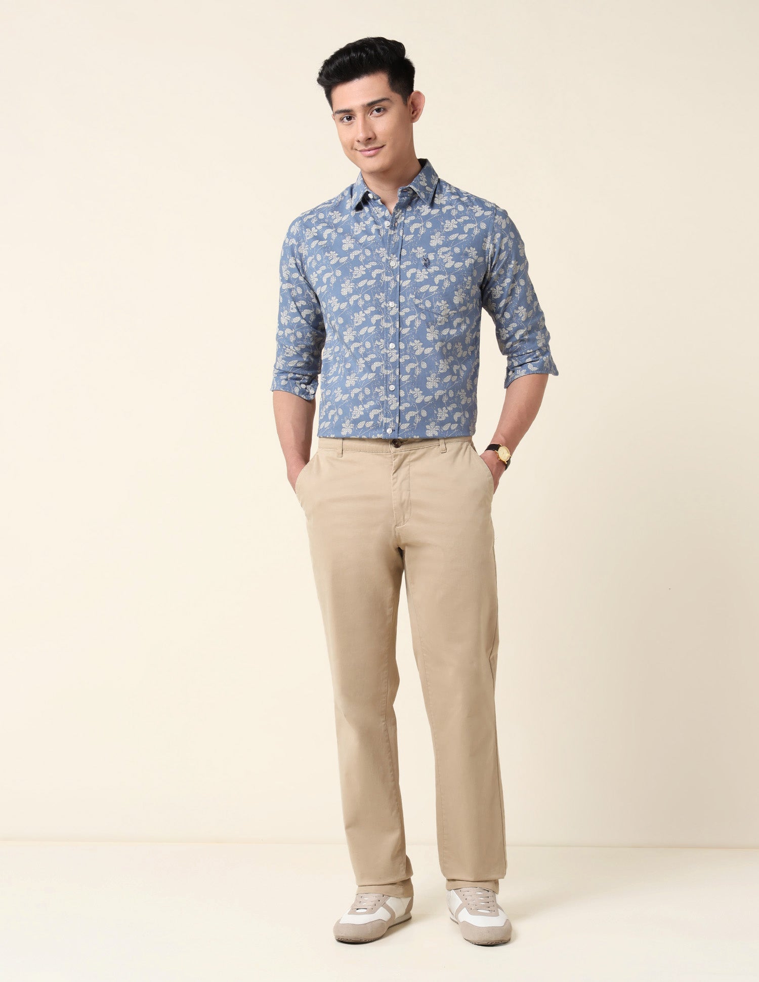 Floral Printed Oxford Shirt Blue - U.S. POLO ASSN. | Large