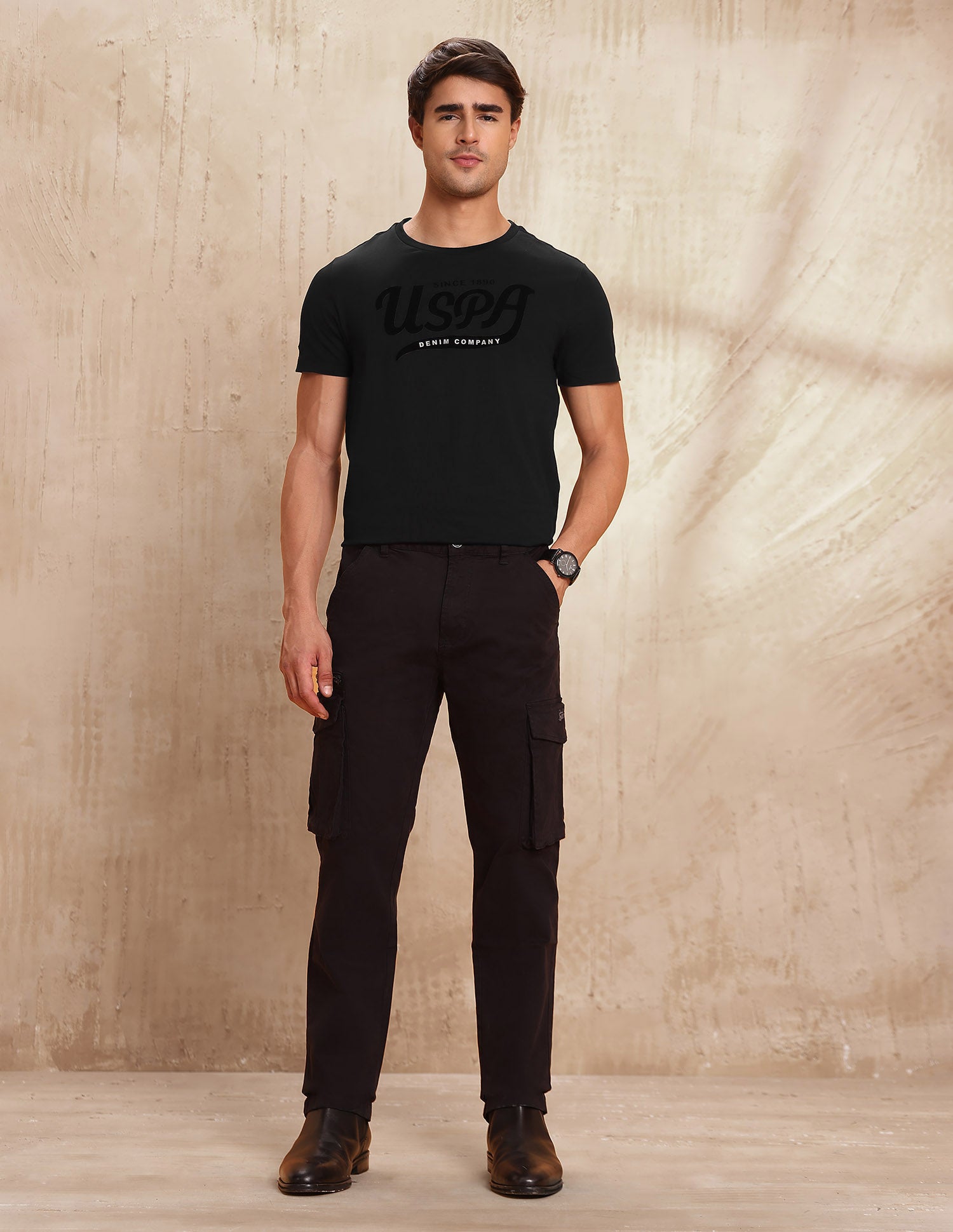 Brand Printed Regular Fit T-Shirt Black - U.S. POLO ASSN. | Large