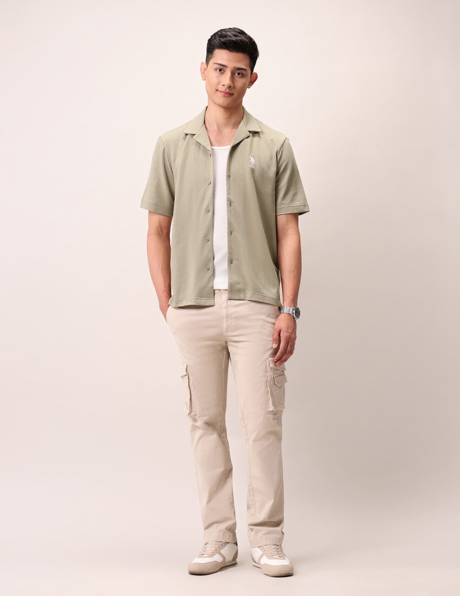 Relaxed Fit Pure Cotton Outdoor Shirt Khaki - U.S. Polo Assn. India | Large