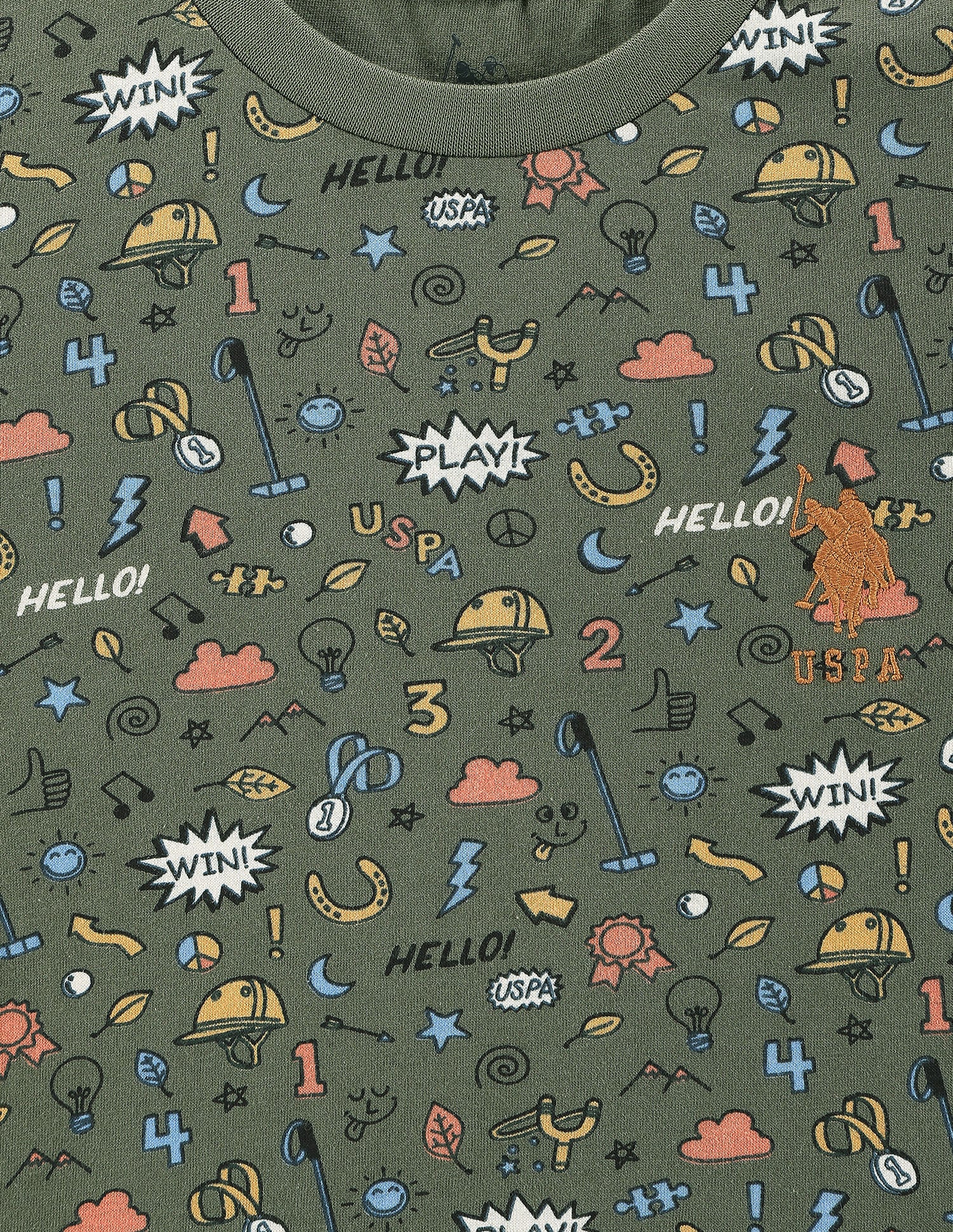 Boys Graphic Print Cotton T-Shirt Olive - U.S. POLO ASSN. | Large