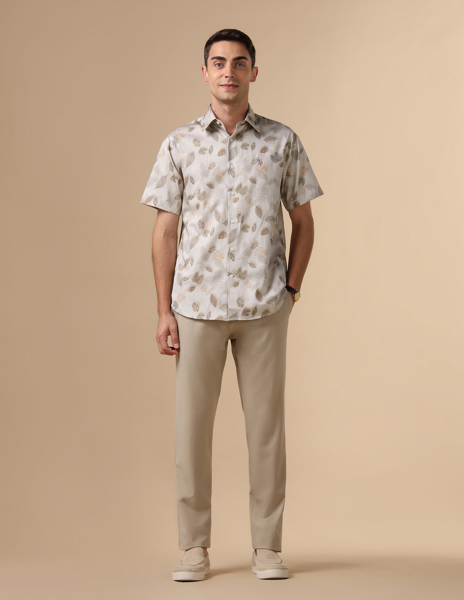 Tailored Fit Satin Shirt Beige - U.S. POLO ASSN. | Large