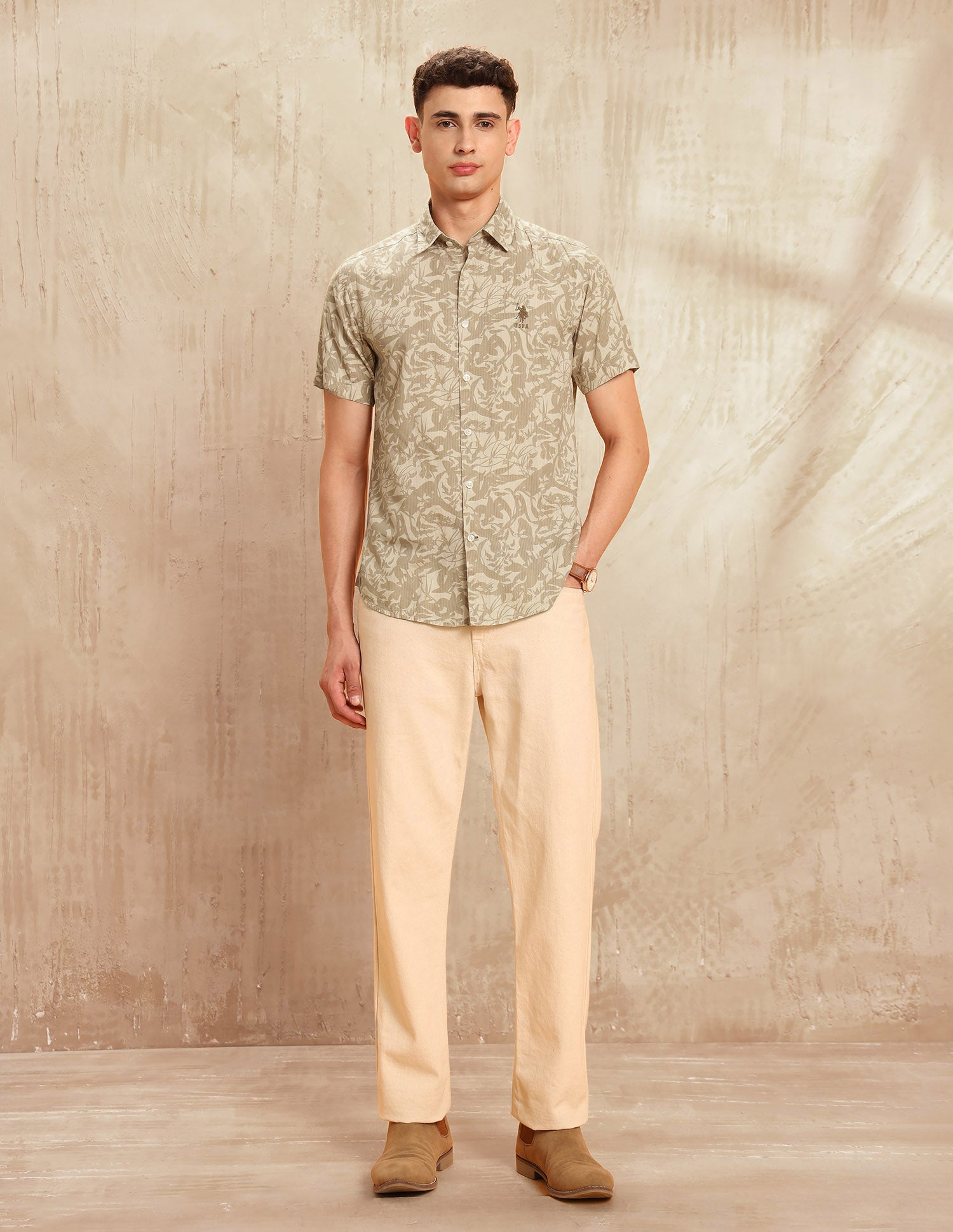 Slim Fit Legend Of Horseshoe Shirt Khaki - U.S. POLO ASSN. | Large