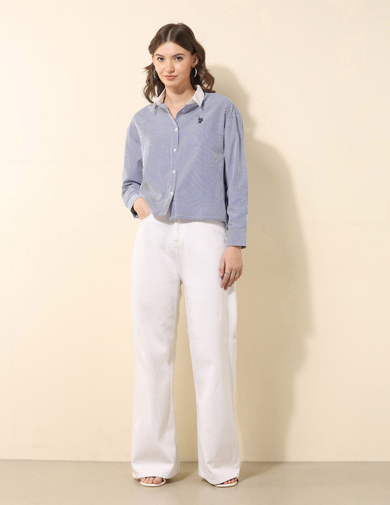 Vertical Striped Cropped Shirt Multi-colour - U.S. POLO ASSN. | Large