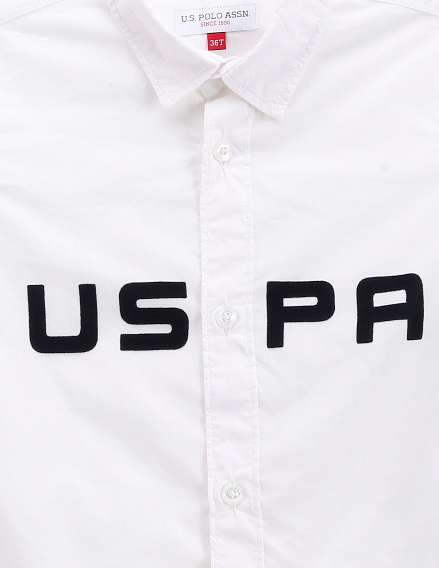 Boys Cutaway Collar Brand Print Shirt White - U.S. POLO ASSN. | Large